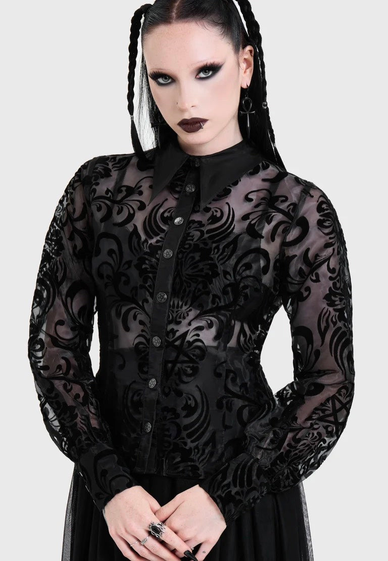 Killstar Bloodlust Organza Black Koszula | Women-Image