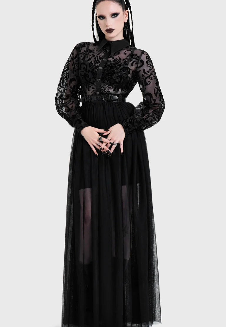 Killstar Bloodlust Organza Black Koszula | Women-Image
