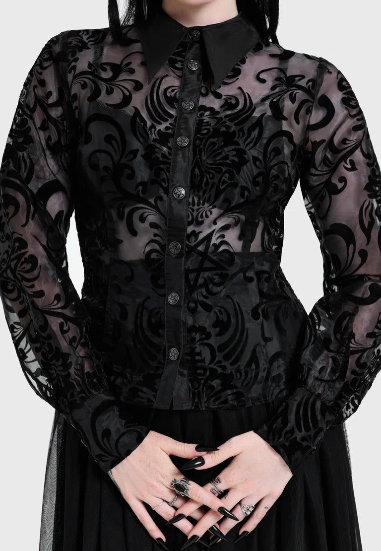Killstar Bloodlust Organza Black Koszula | Women-Image