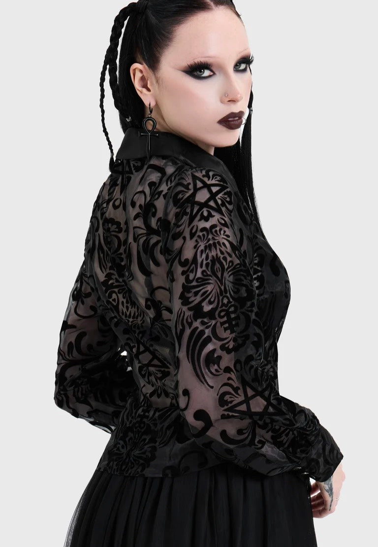 Killstar Bloodlust Organza Black Koszula | Women-Image