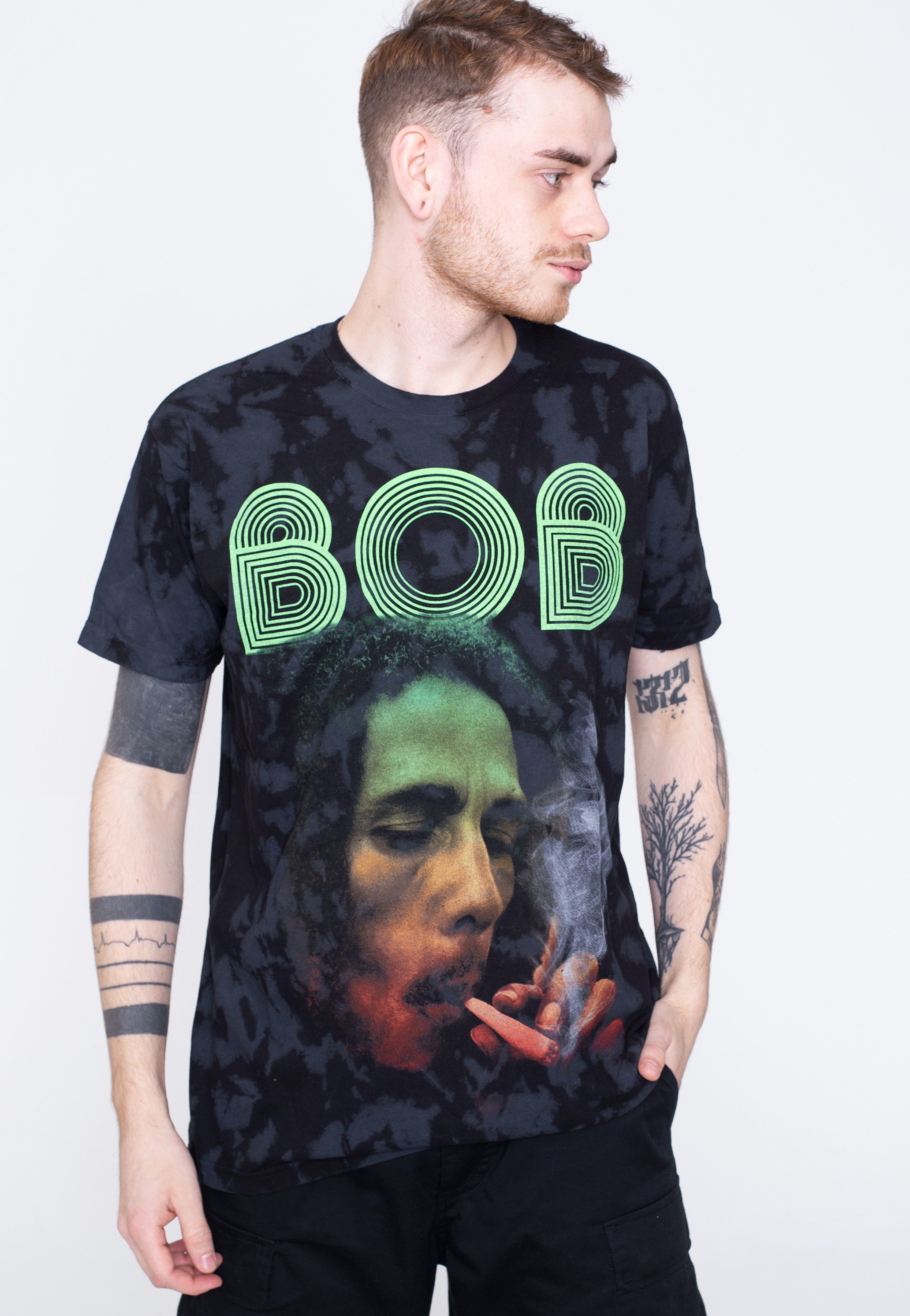 Bob Marley - Smoke Gradient Dip Dye - T-Shirt | Men-Image