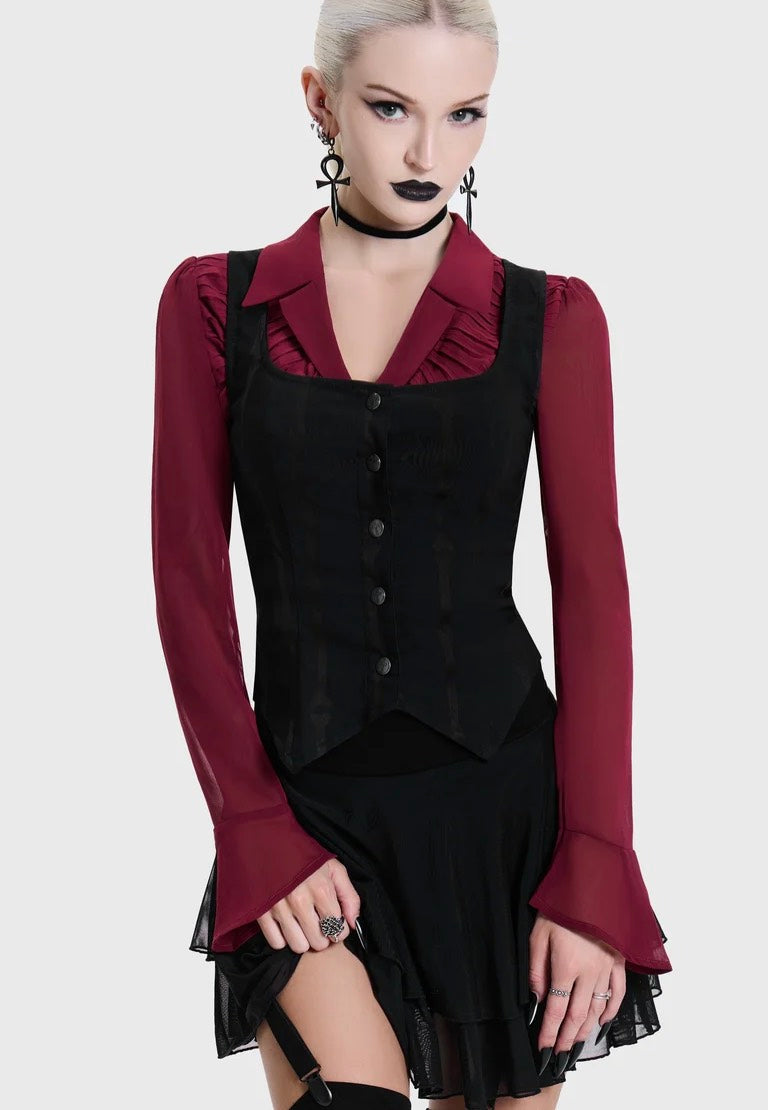 Killstar Bone Stripe Black Corset | Women-Image
