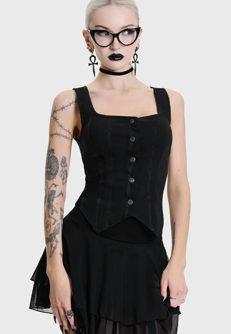 Killstar Bone Stripe Black Corset | Women-Image