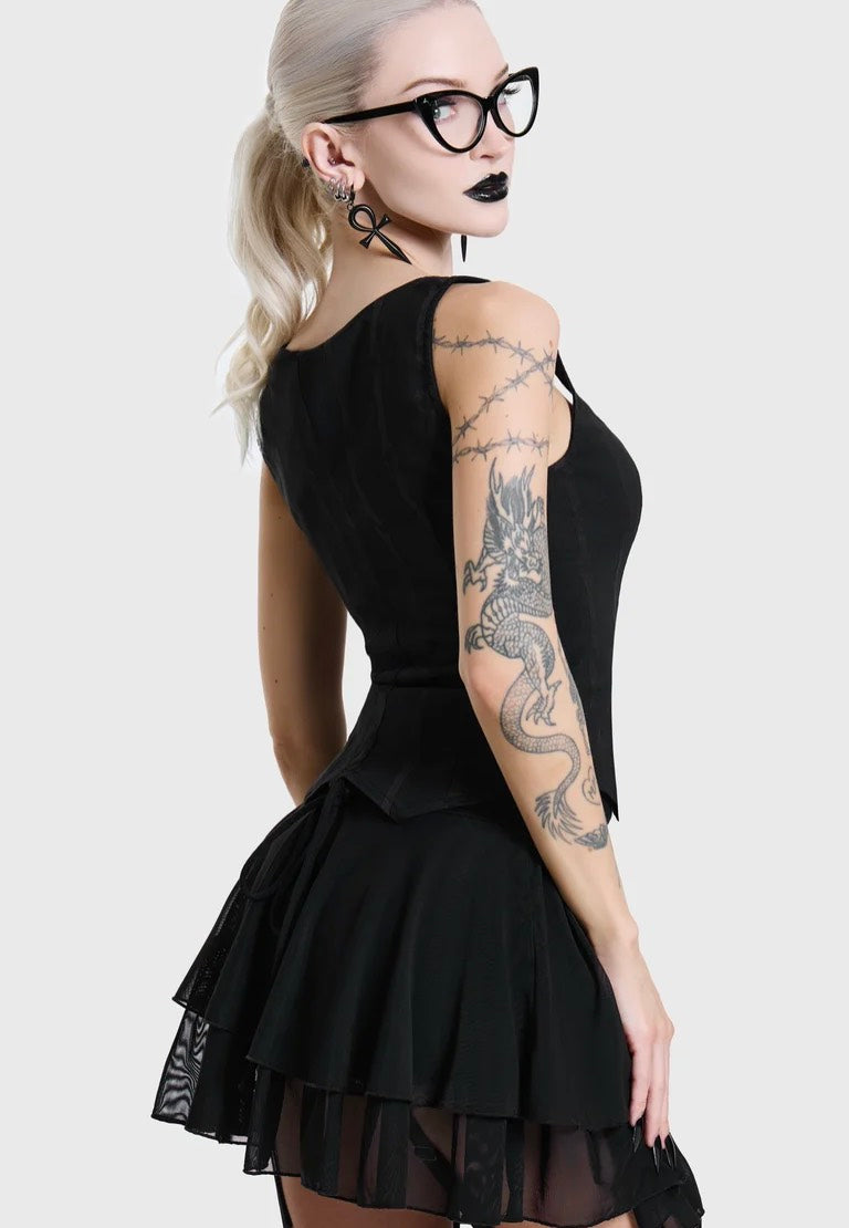 Killstar Bone Stripe Black Corset | Women-Image