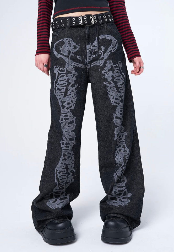 Minga London - Bones Black Washed - Jeans | Impericon