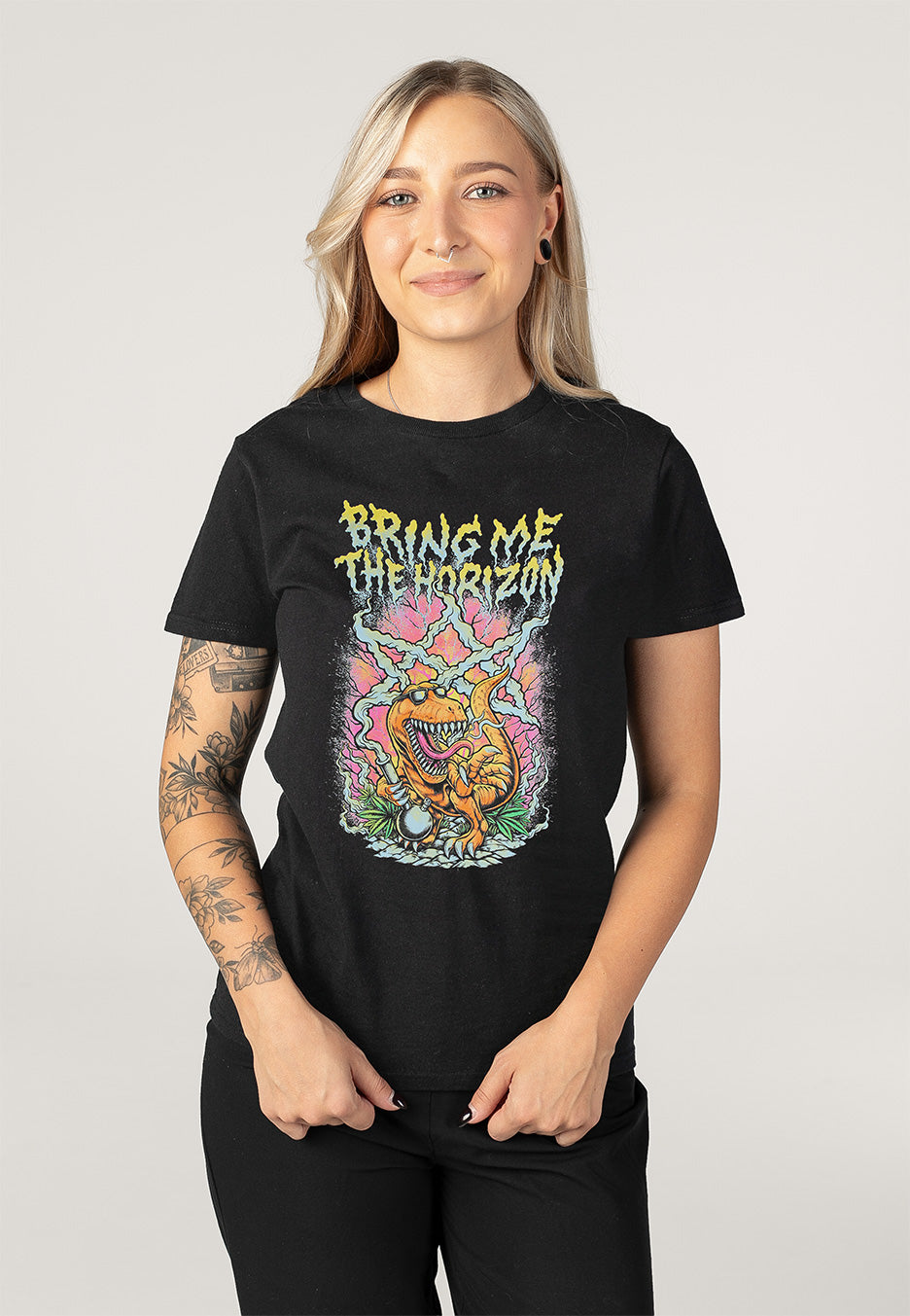 Bring Me The Horizon Smoking Dinosaur T-Shirt | Women-Image