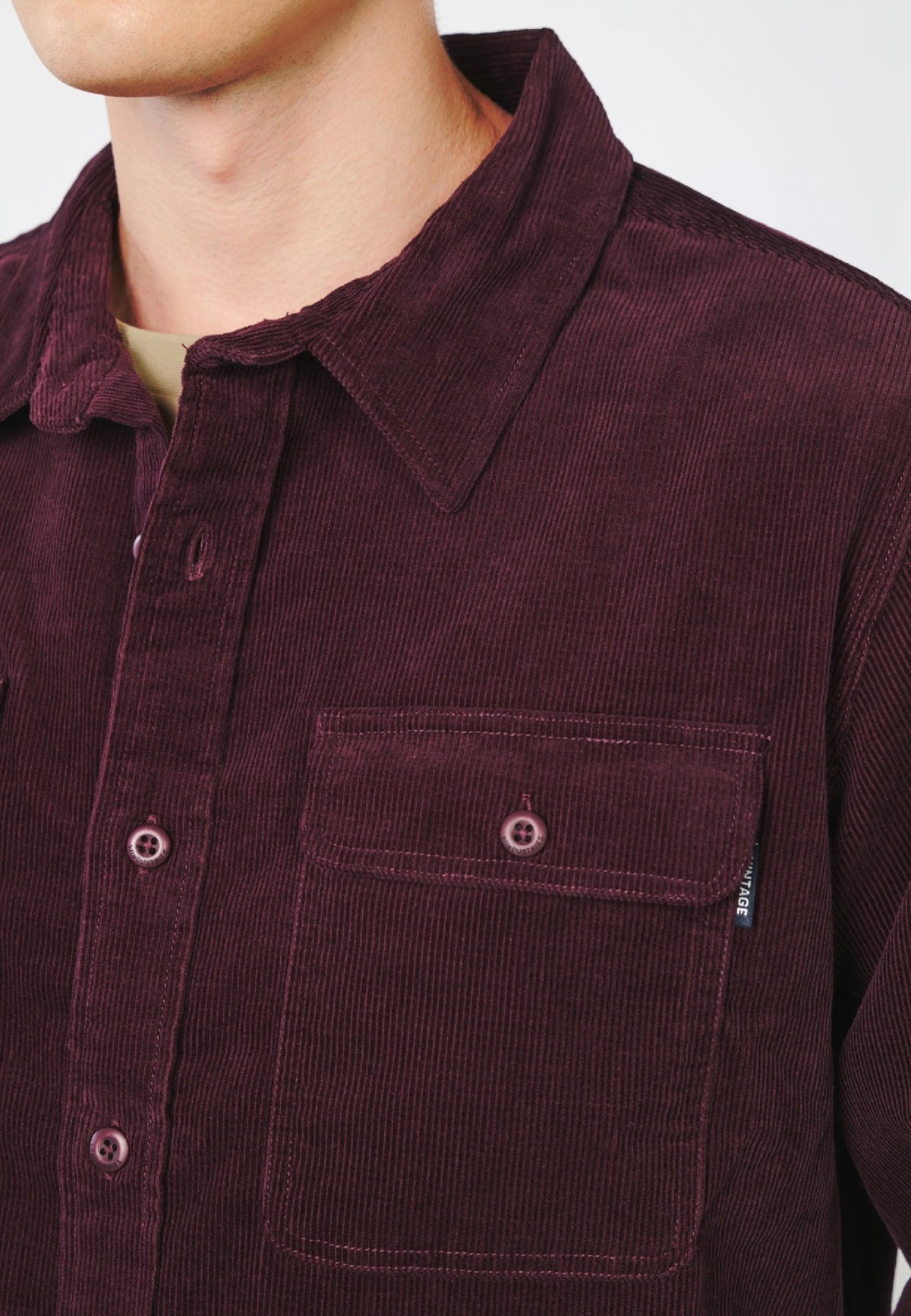 Vintage Industries Brix Burgundy Shirt | Men-Image