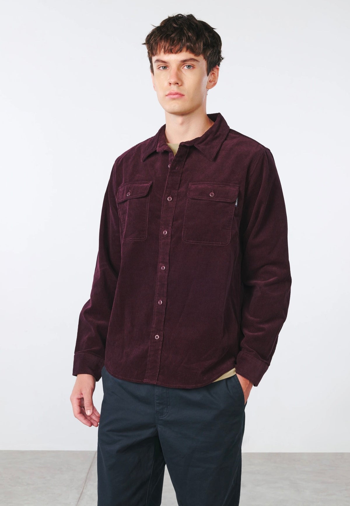 Vintage Industries Brix Burgundy Shirt | Men-Image