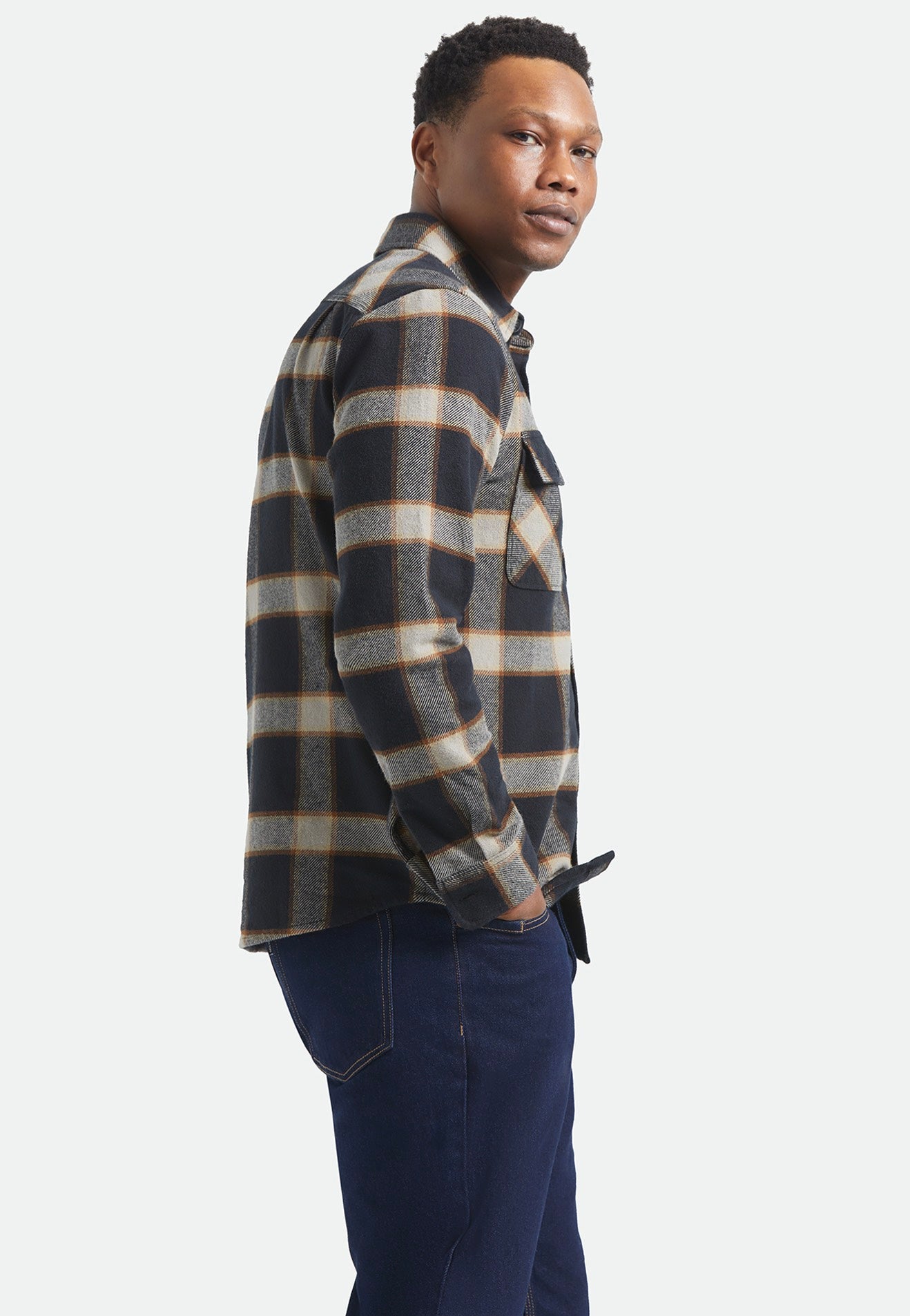 Brixton - Bowery Flannel Black/Cream - Shirt | Men-Image