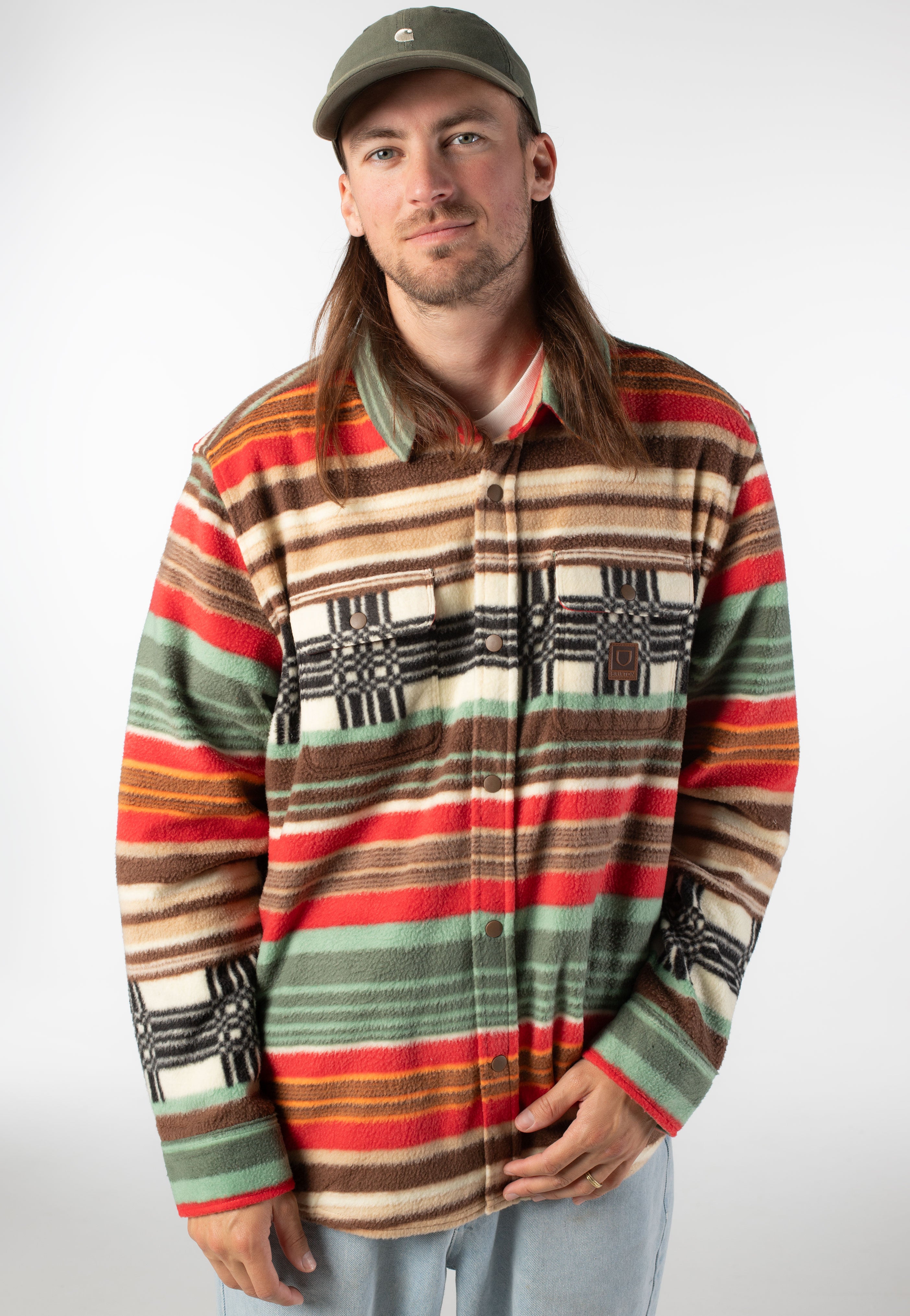 Brixton - Bowery Arctic Stretch Fleece Multi Blanket Stripe - Shirt | Men-Image
