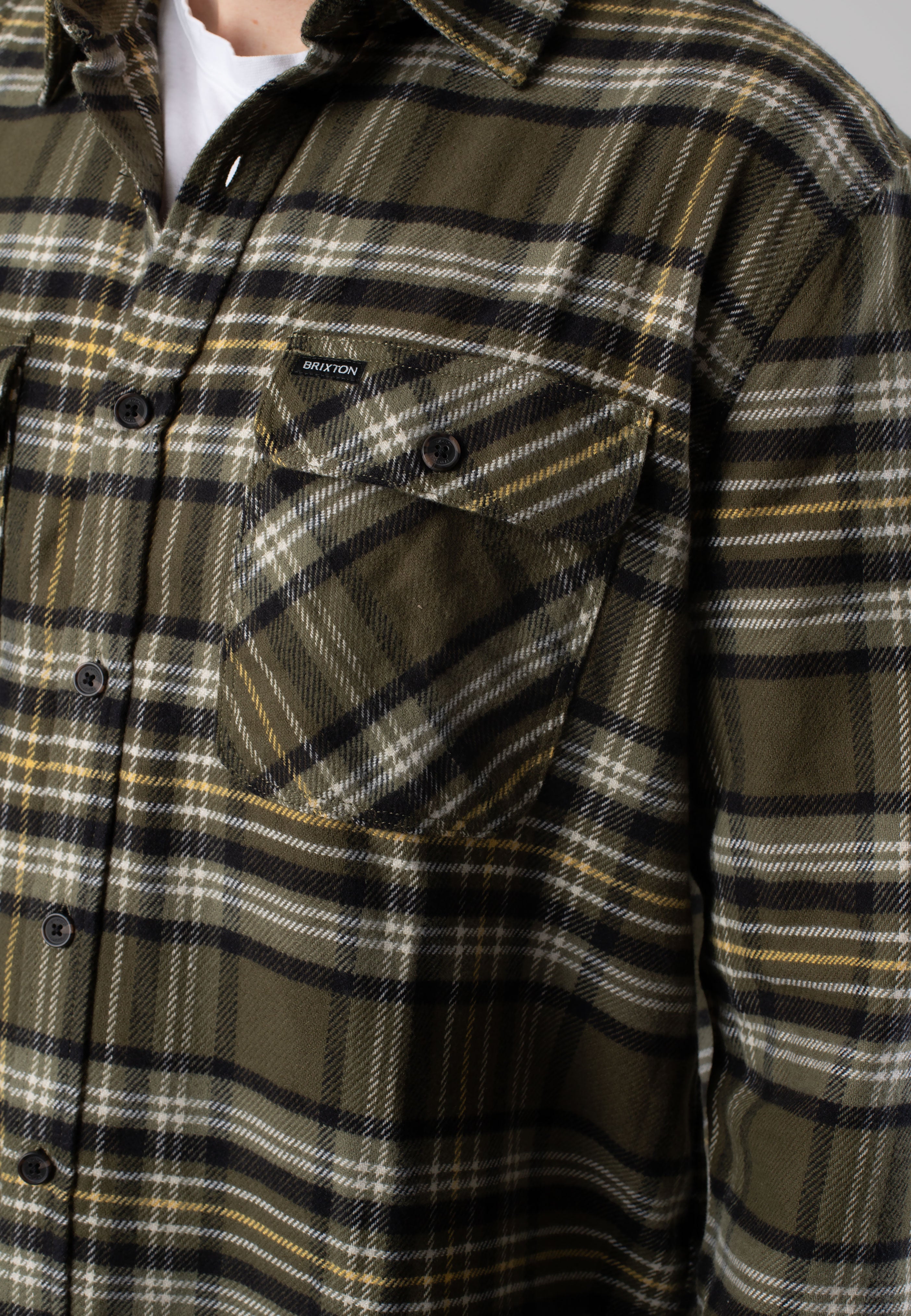 Brixton - Bowery Flannel Ivy Green/Olive Surplus/Black - Shirt | Men-Image