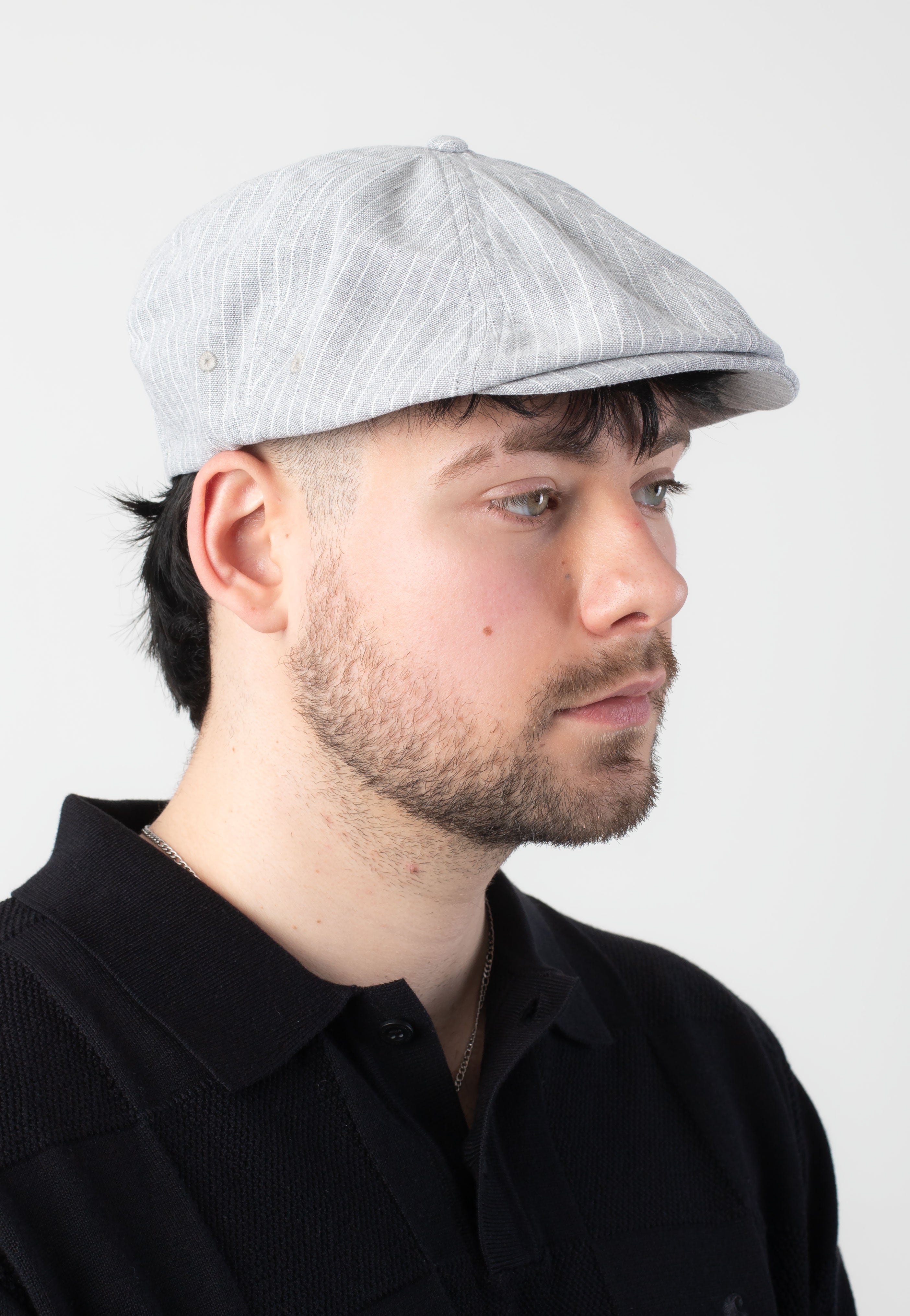 Brixton - Brood Snap Light Grey/White Stripe Chambr - Hat | Neutral-Image