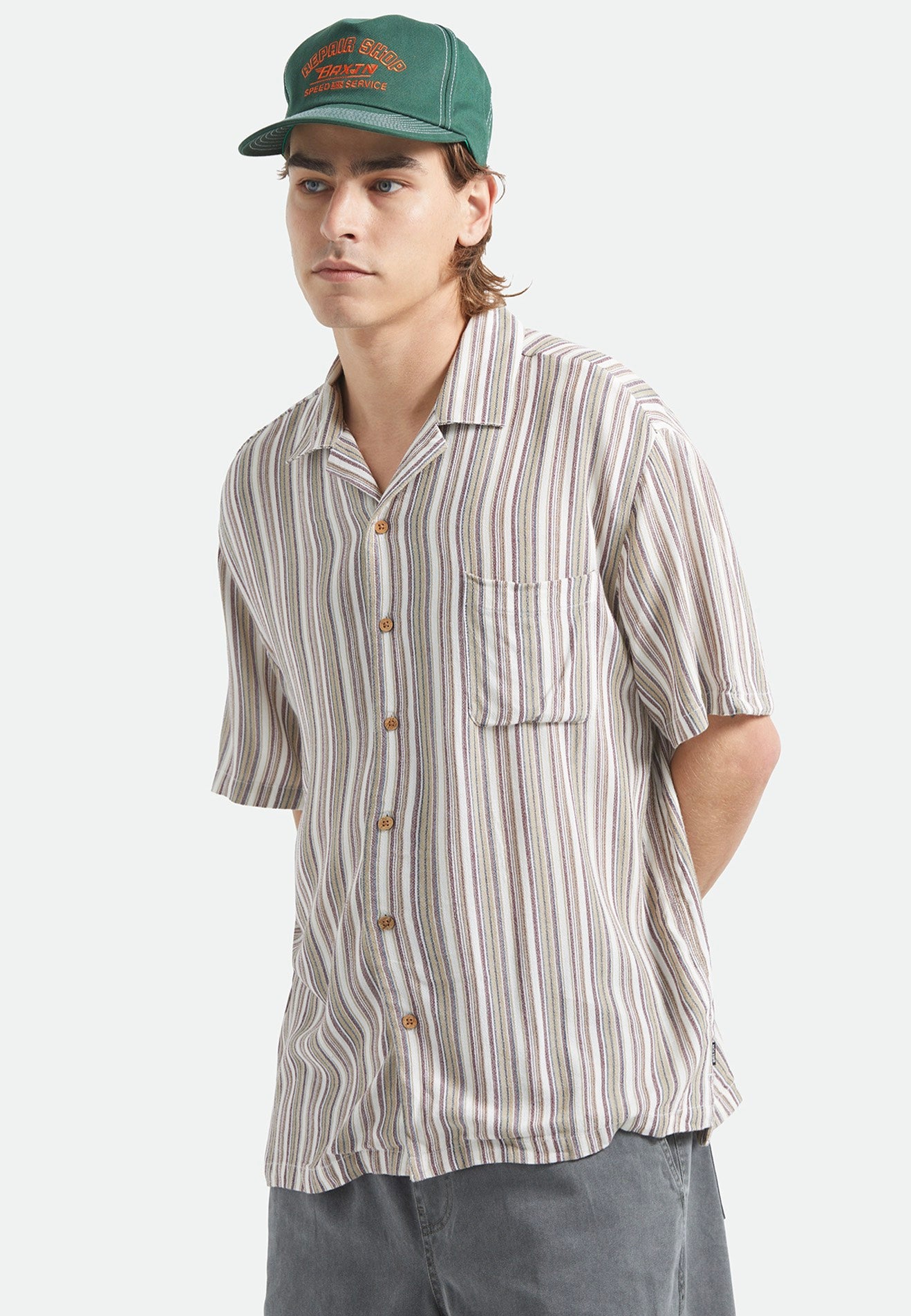 Brixton - Bunker Twisted Stripe Robust Red - Shirt | Men-Image