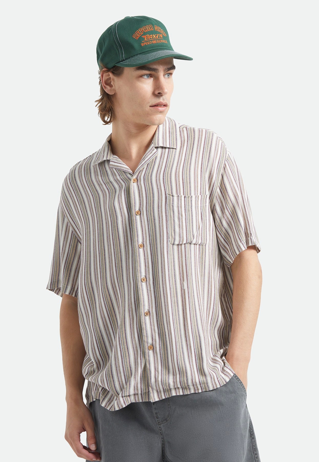 Brixton - Bunker Twisted Stripe Robust Red - Shirt | Men-Image