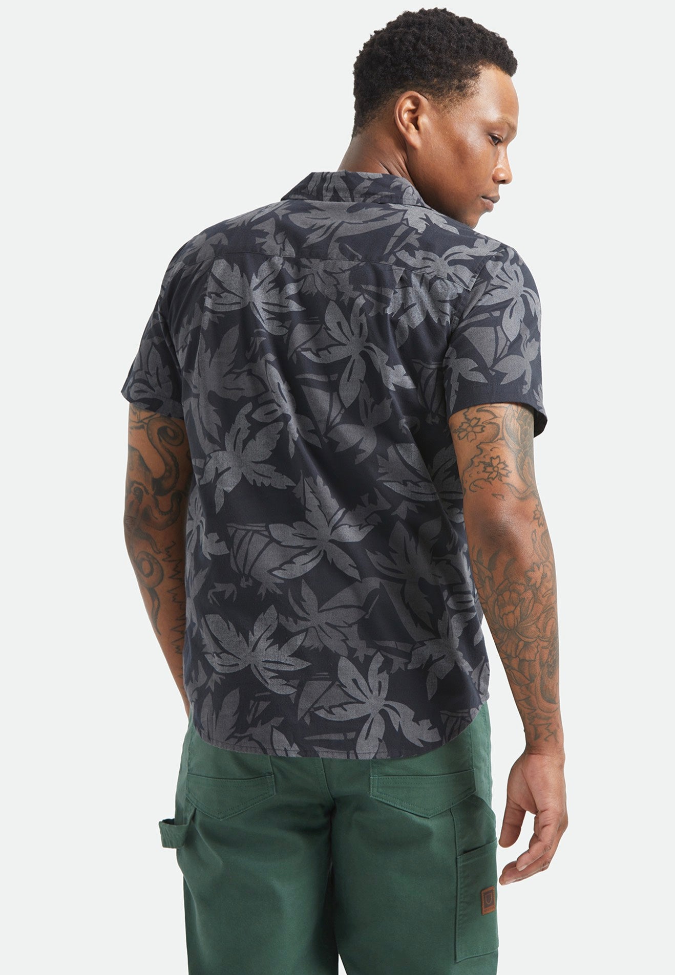 Brixton - Charter Print Black/Trooper/Future Grey Palm - Shirt | Men-Image
