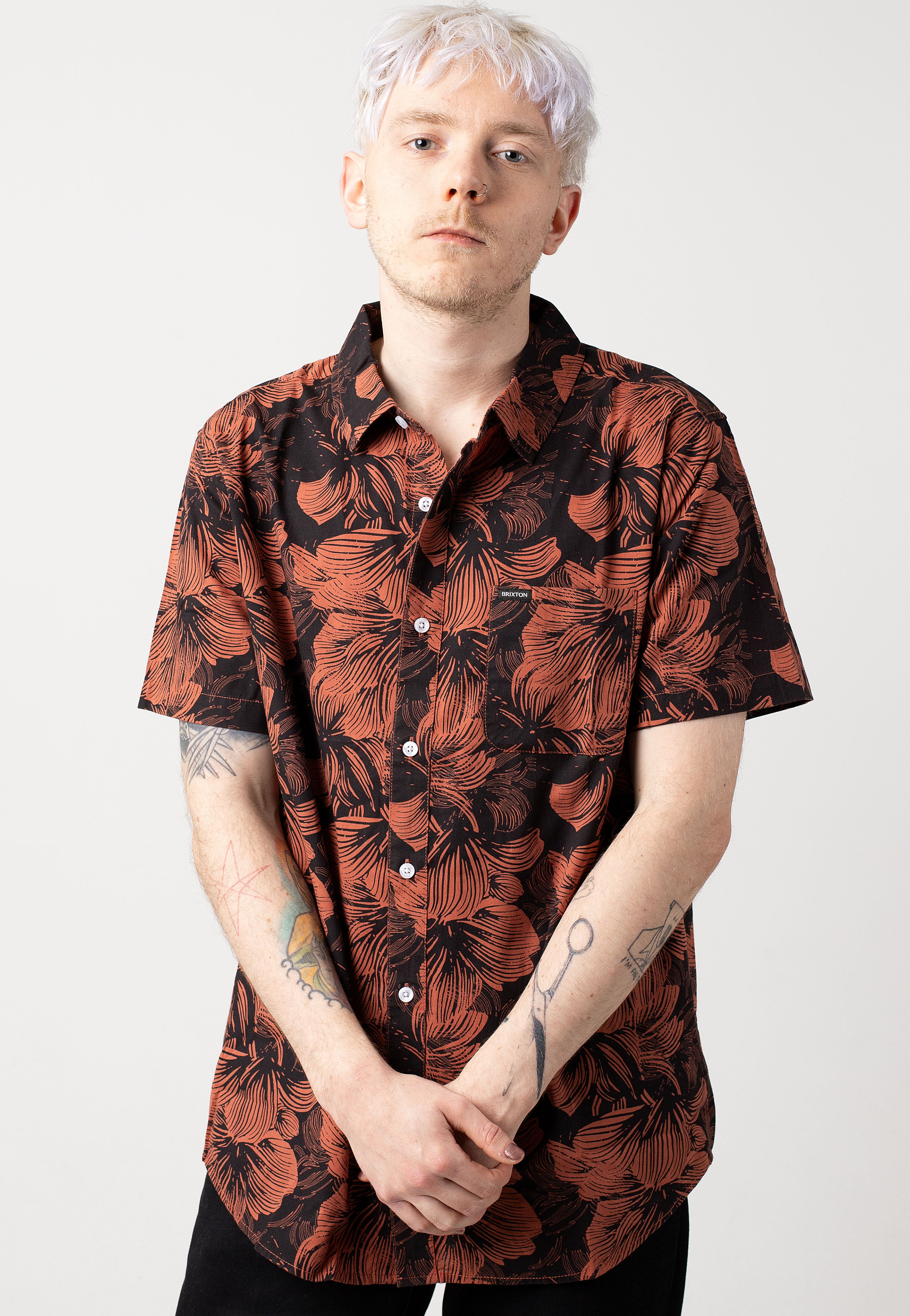 Brixton - Charter Print Washed Black/Terracotta Floral - Shirt | Men-Image