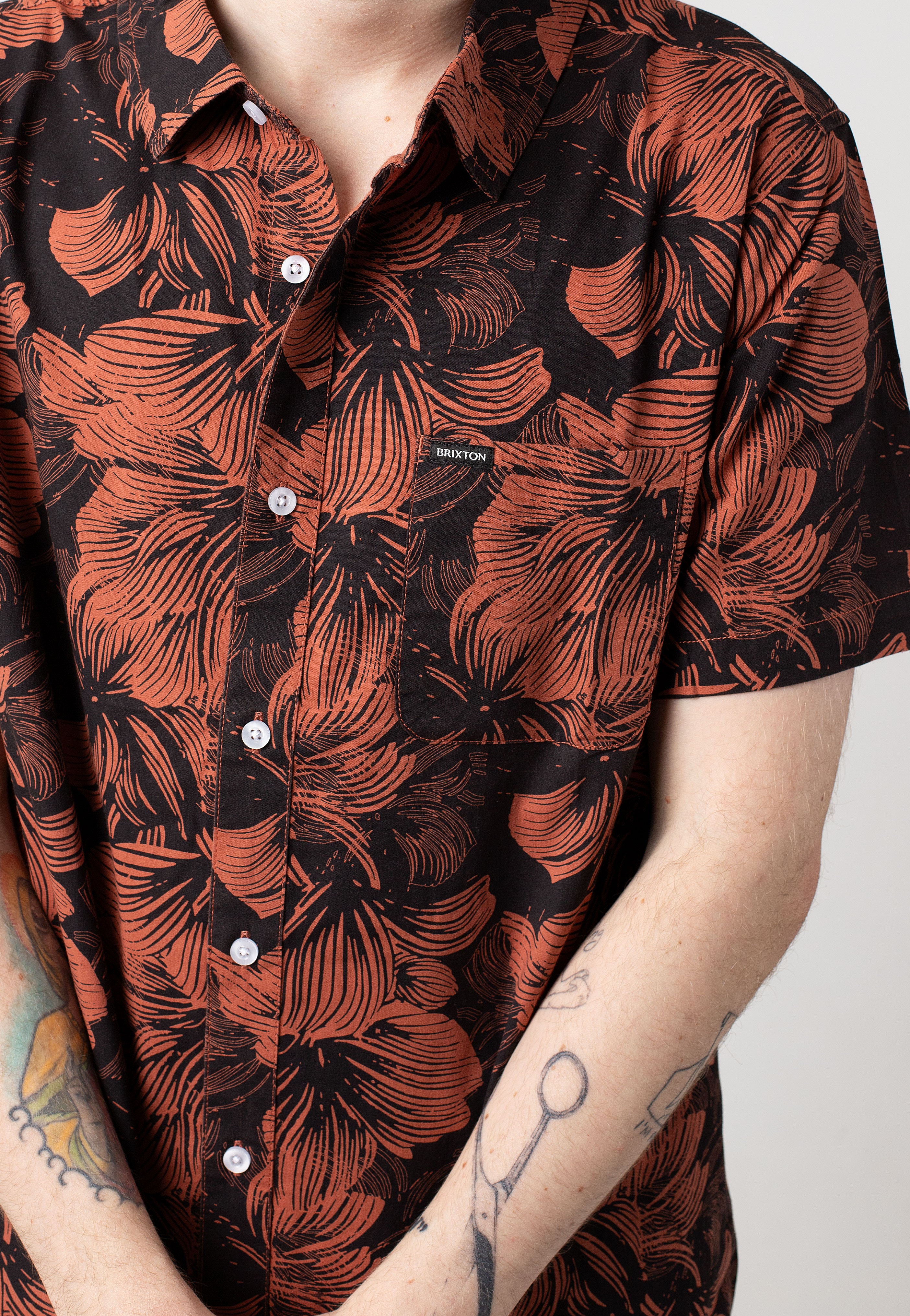 Brixton - Charter Print Washed Black/Terracotta Floral - Shirt | Men-Image