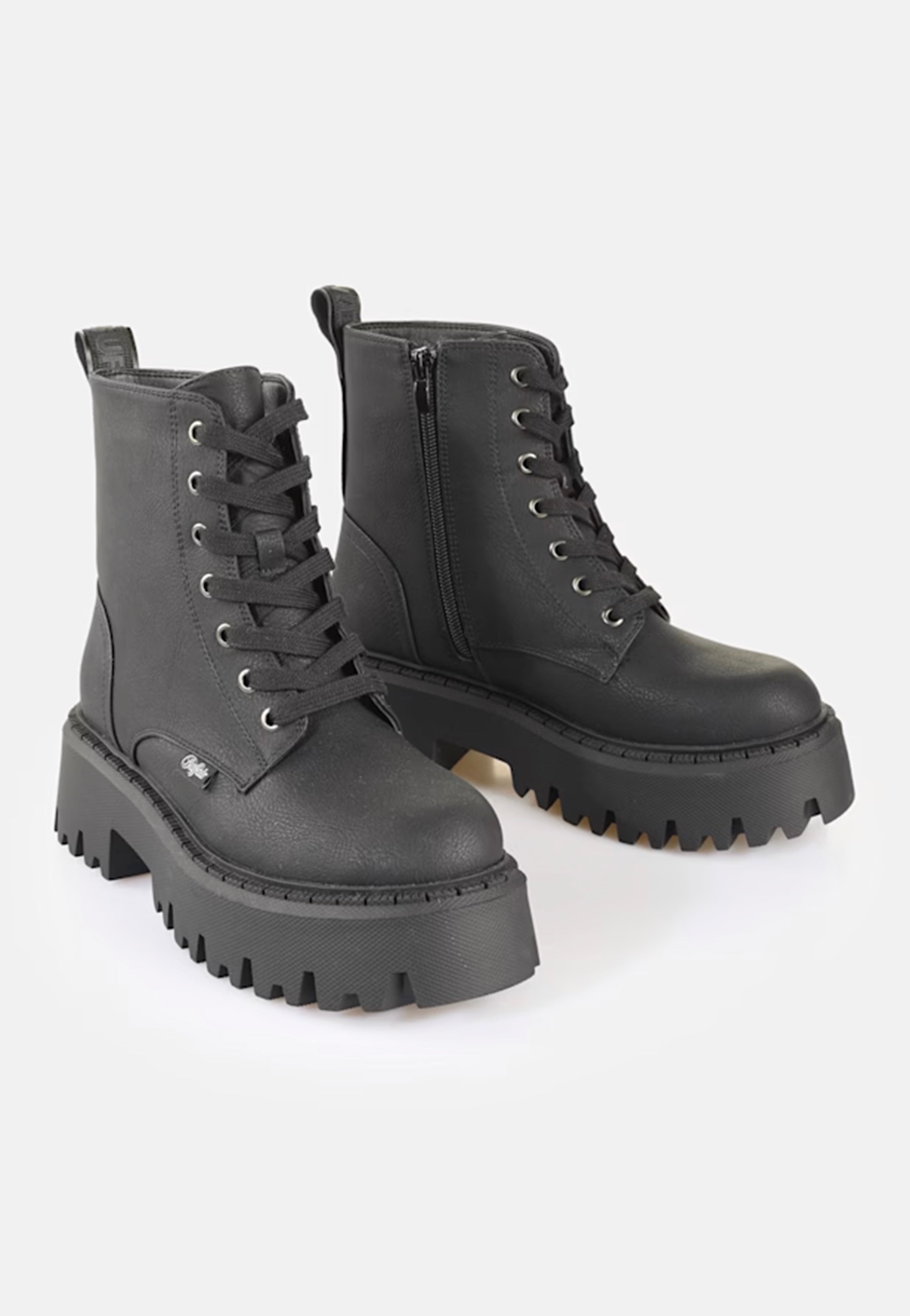 Buffalo - Aspen Lace Up Warm Vegan Nubuck Black - Girl Shoes | Women-Image