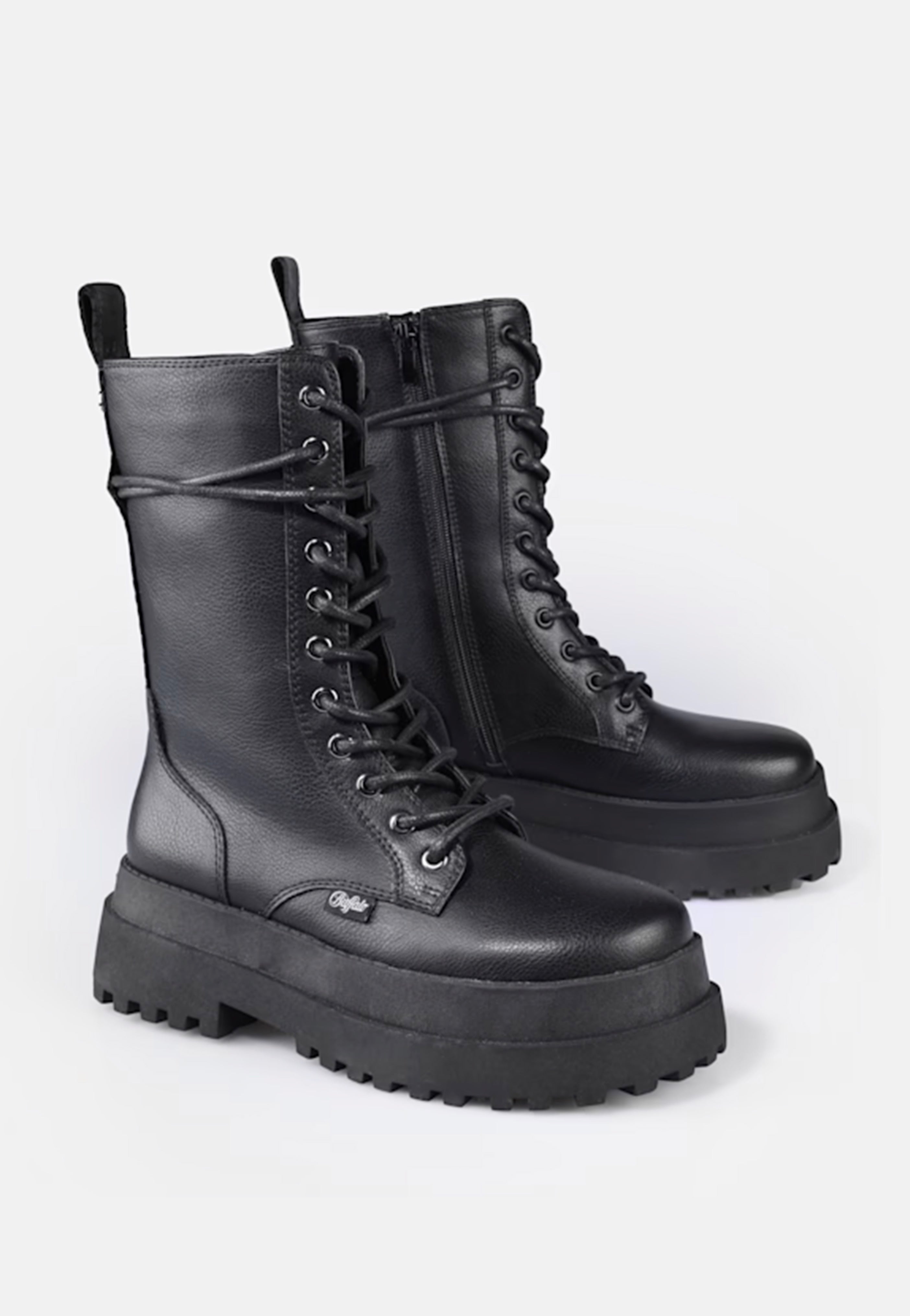 Buffalo - Pluto Lace Up Mid Vegan Nappa Black - Girl Shoes | Women-Image