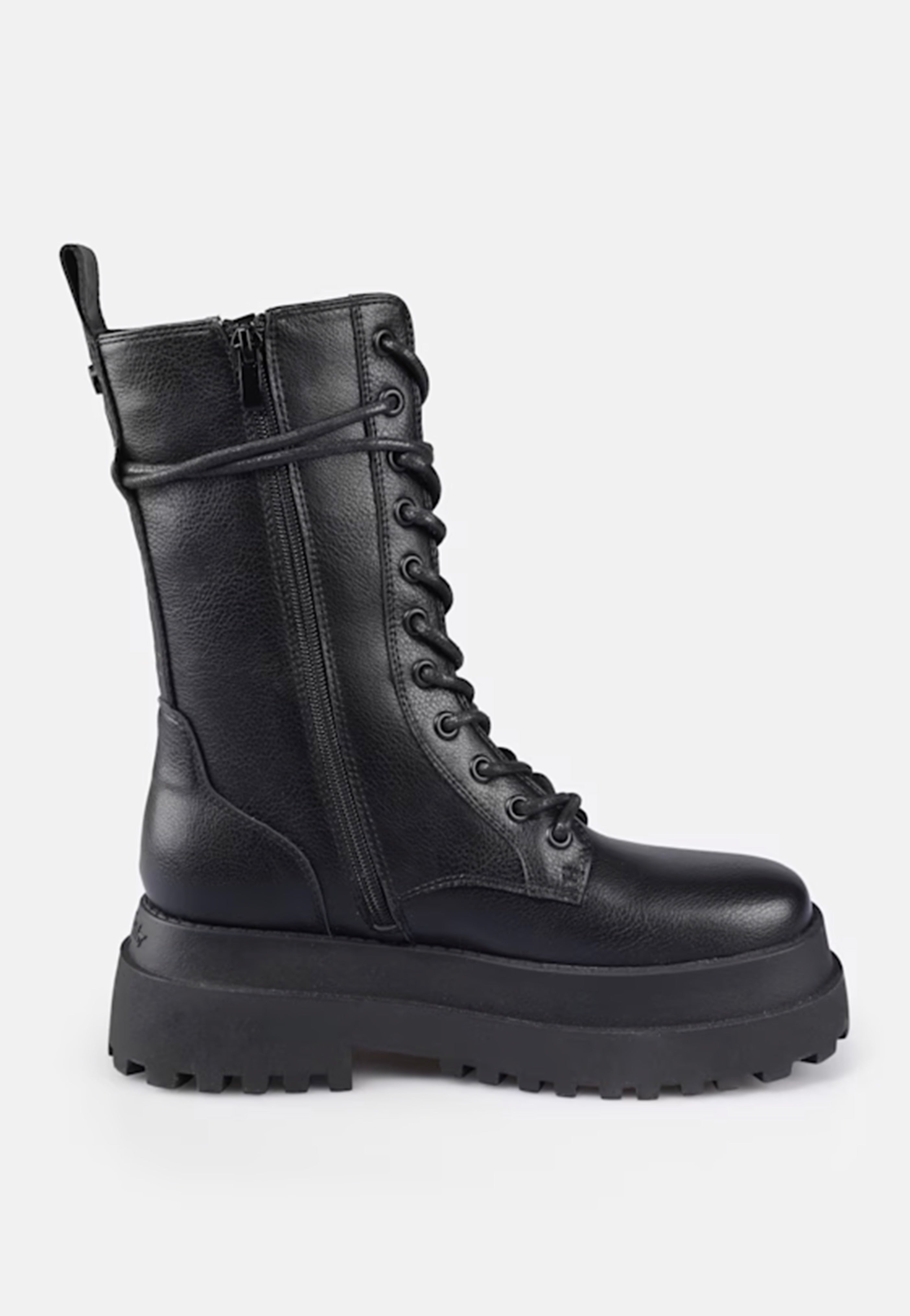 Buffalo - Pluto Lace Up Mid Vegan Nappa Black - Girl Shoes | Women-Image