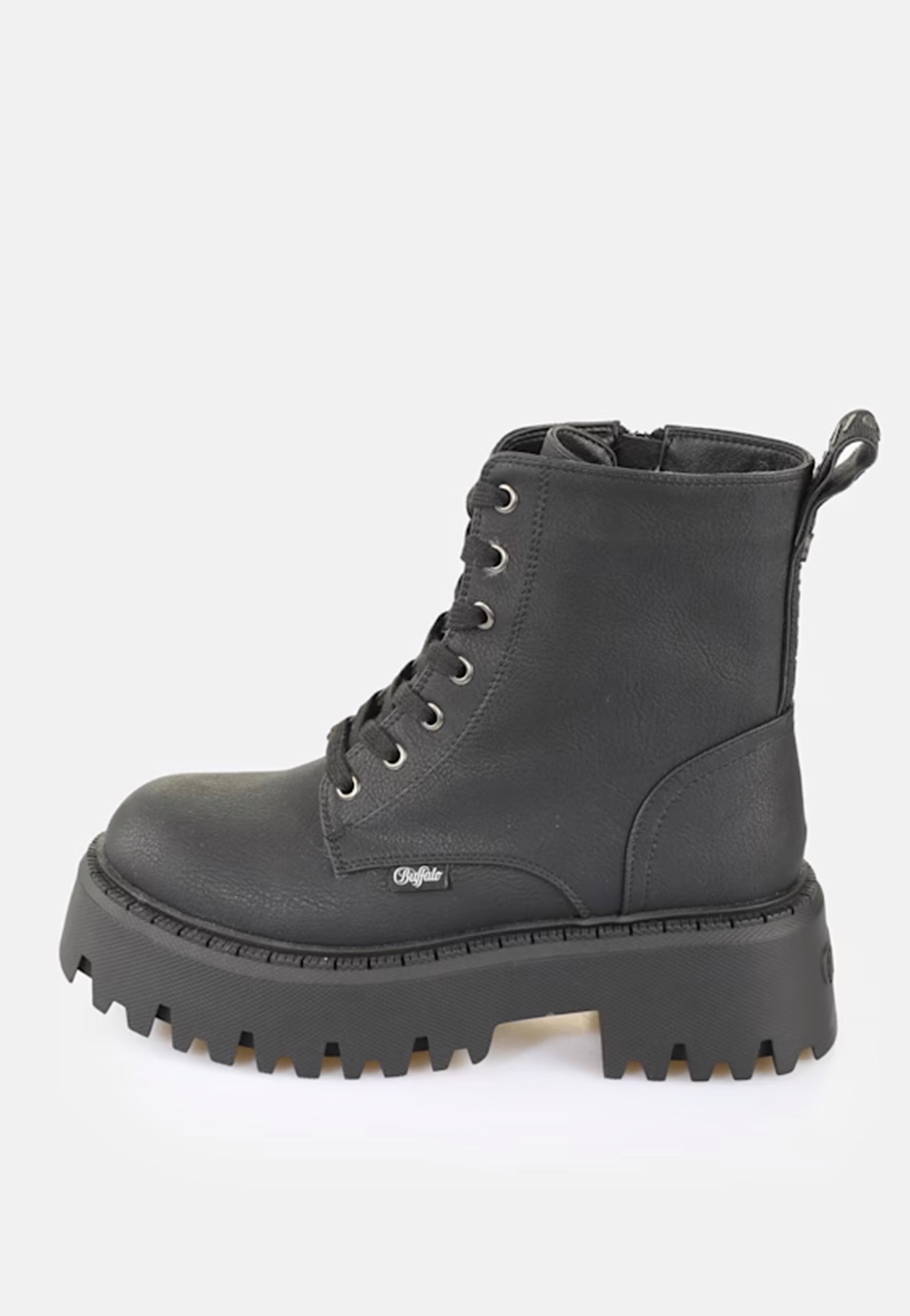 Buffalo - Aspen Lace Up Warm Vegan Nubuck Black - Girl Shoes | Women-Image