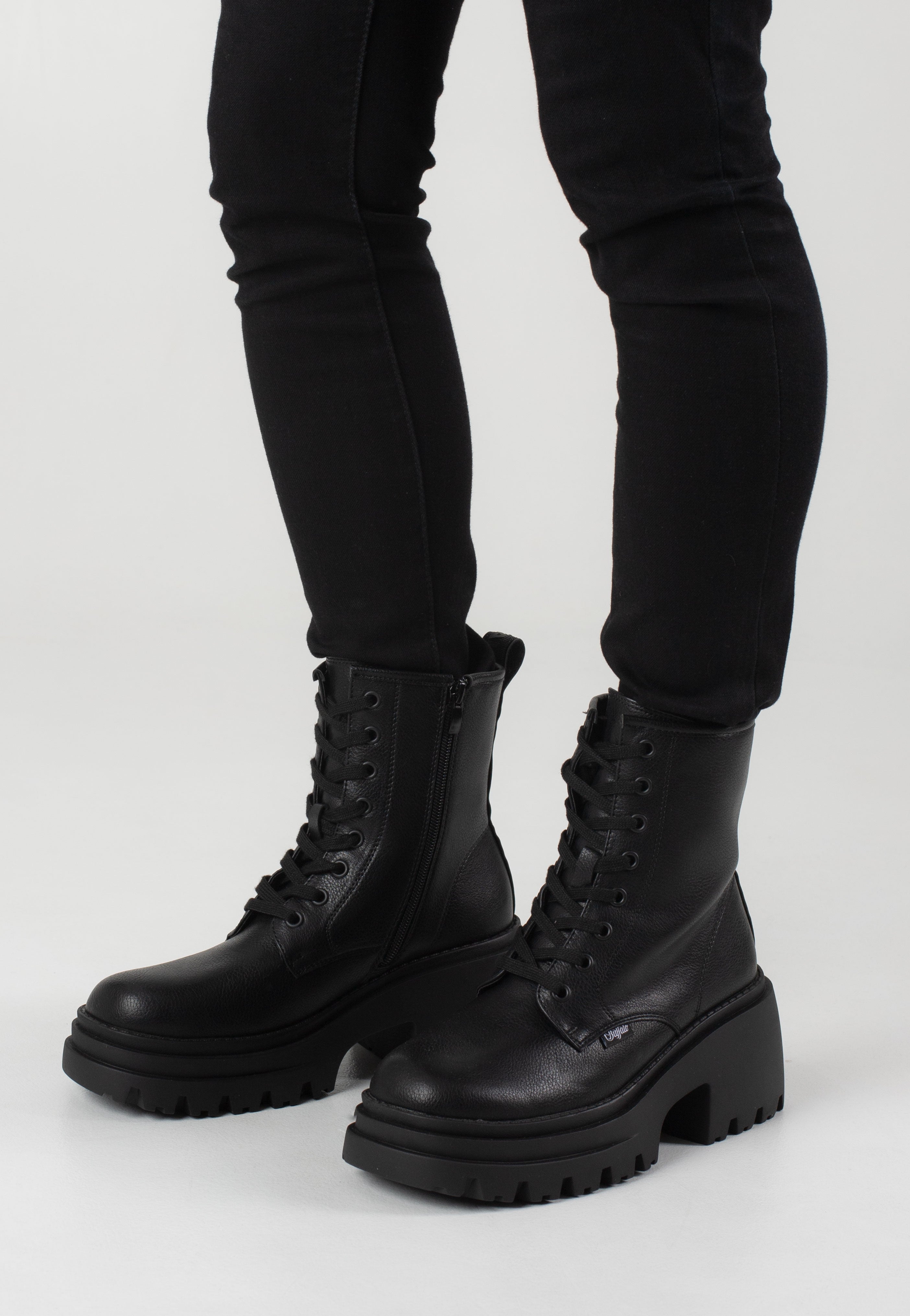 Buffalo Braver Lace Up Vegan Nappa Black - Girl Shoes | Impericon