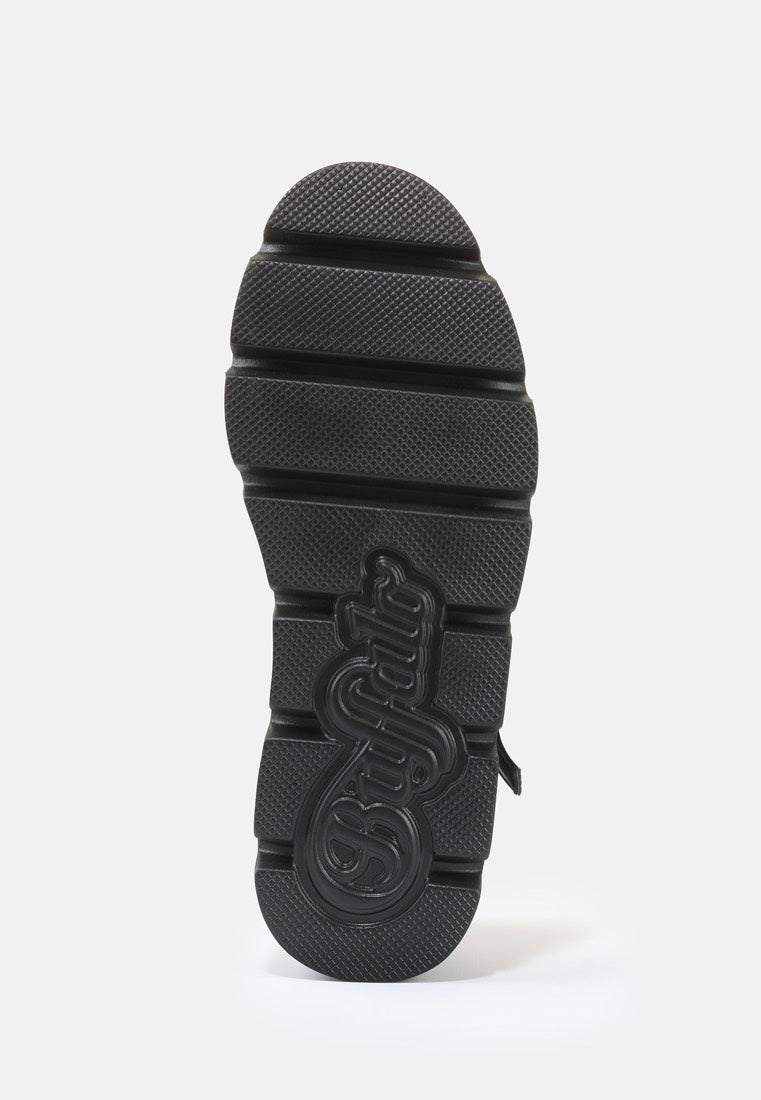 Buffalo Darya T-Strap Vegan Patent Black Sandalias para chica | Women-Image