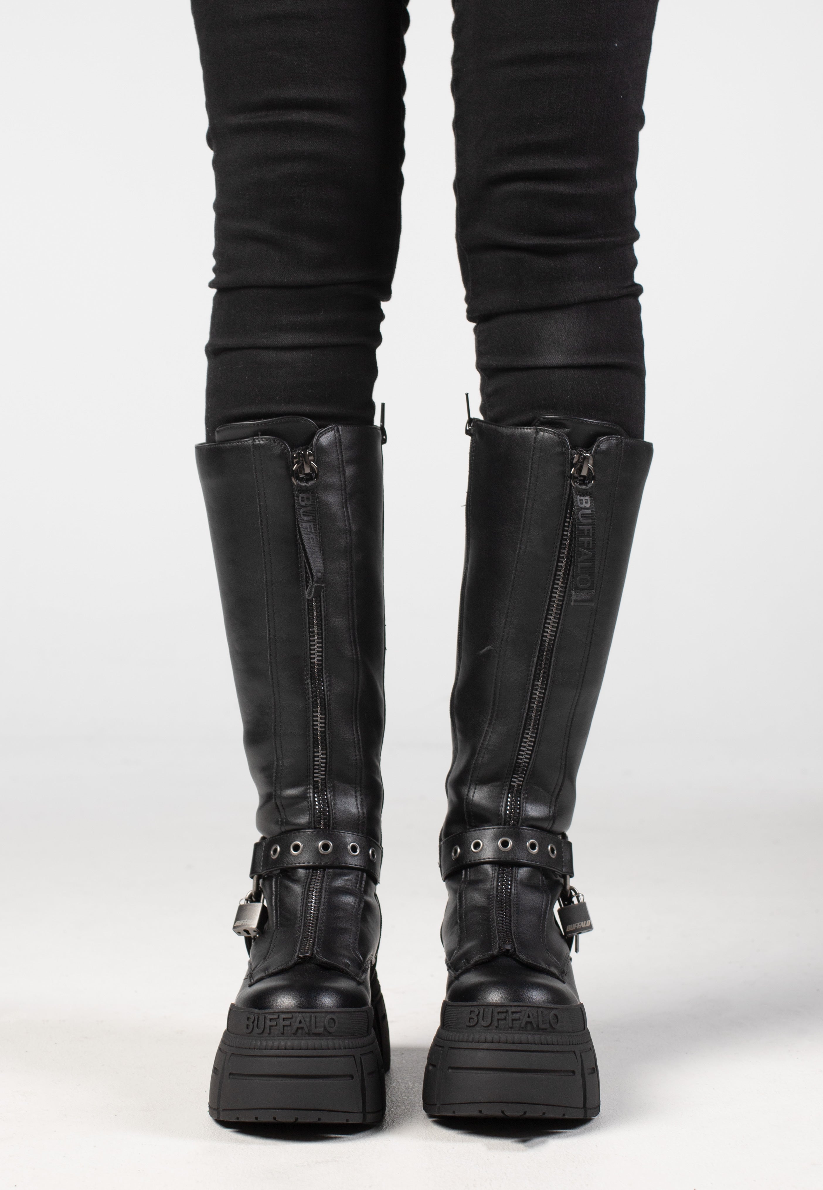 Buffalo - Gospher Biker Hi Vegan Nappa Black - Girl Shoes | Women-Image