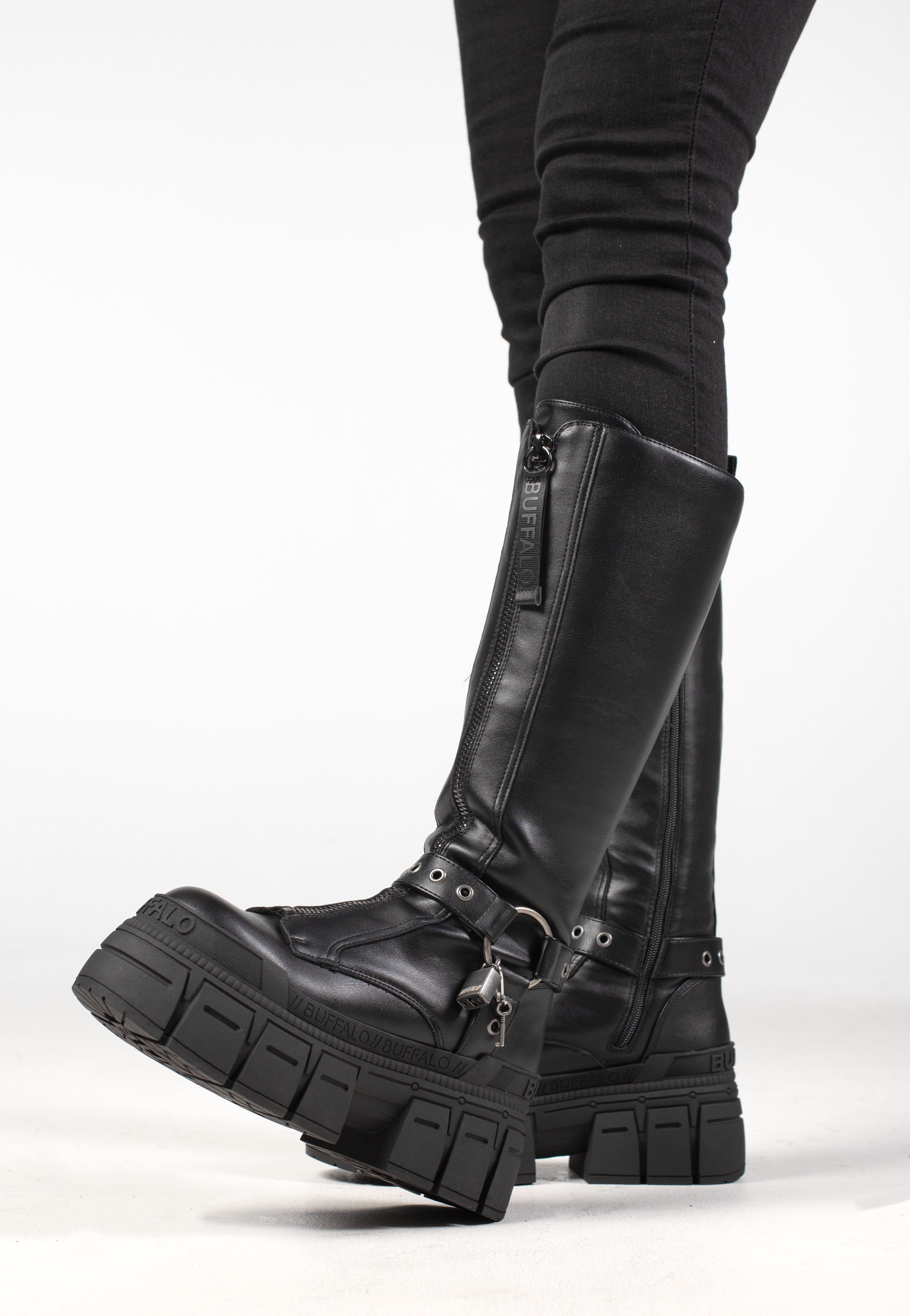 Buffalo - Gospher Biker Hi Vegan Nappa Black - Girl Shoes | Women-Image