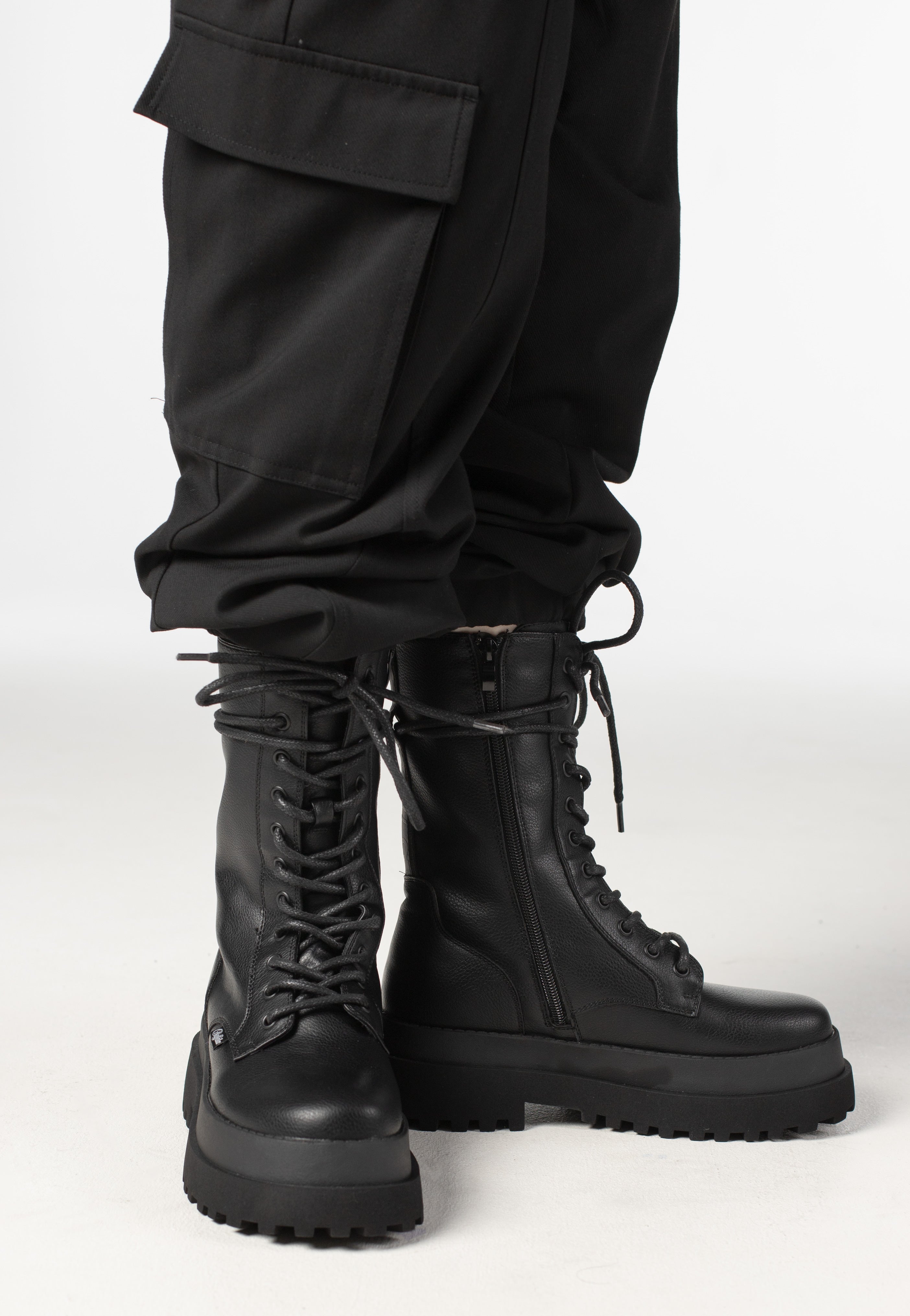 Buffalo - Pluto Lace Up Mid Vegan Nappa Black - Girl Shoes | Women-Image