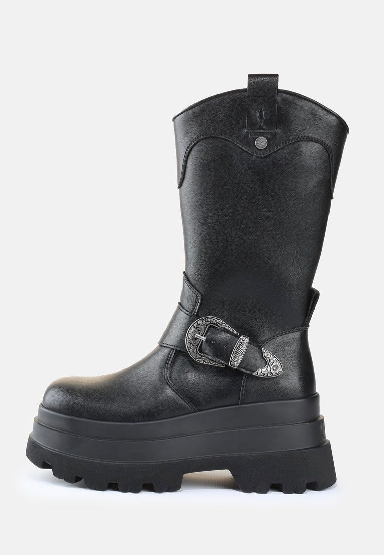 Buffalo Jupiter West Biker Vegan Nappa Black Naisten kengät | Women-Image