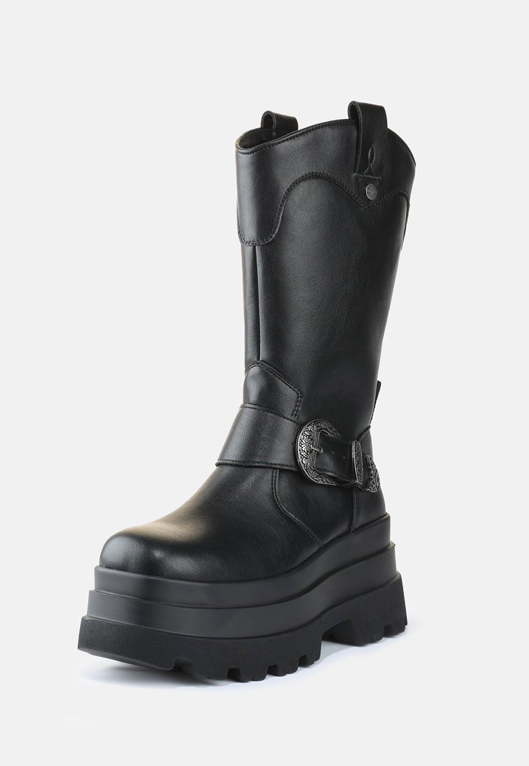 Buffalo Jupiter West Biker Vegan Nappa Black Damskie buty | Women-Image