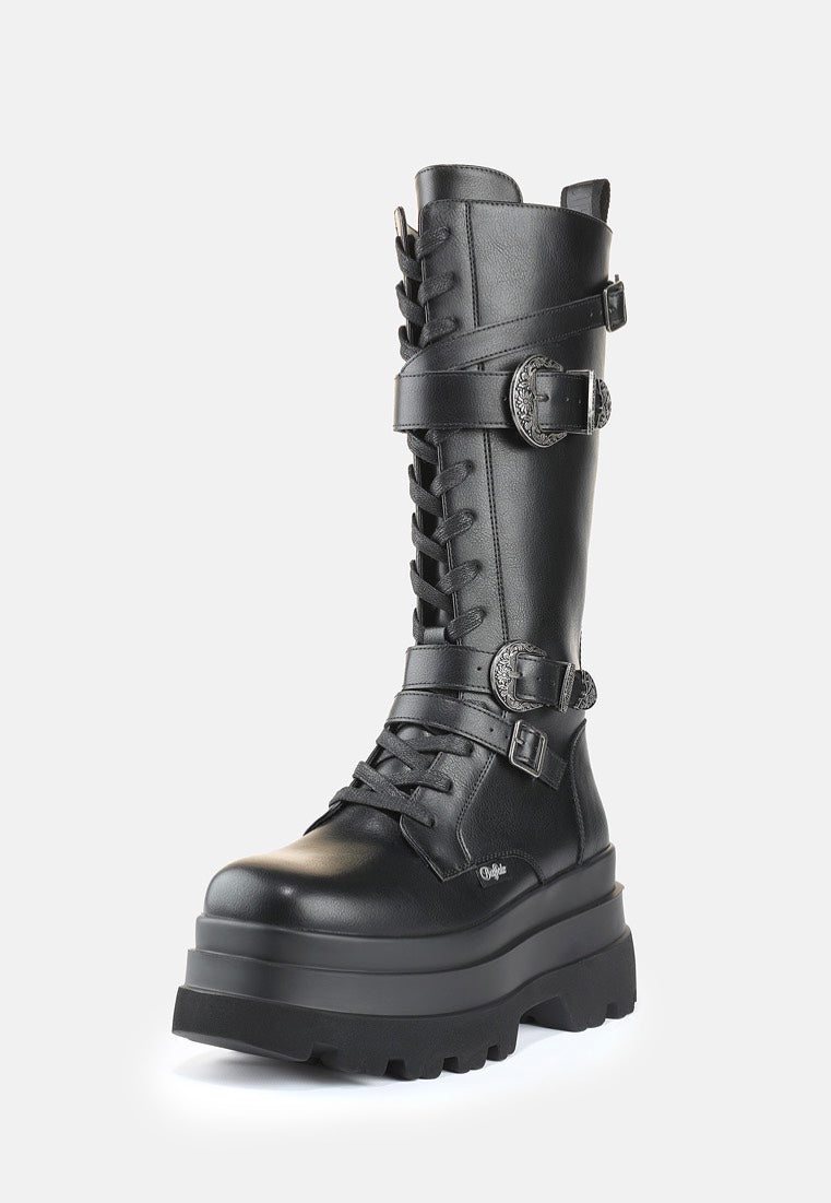Buffalo Jupiter West Lace Up High Vegan Nappa Black Dámské boty | Women-Image