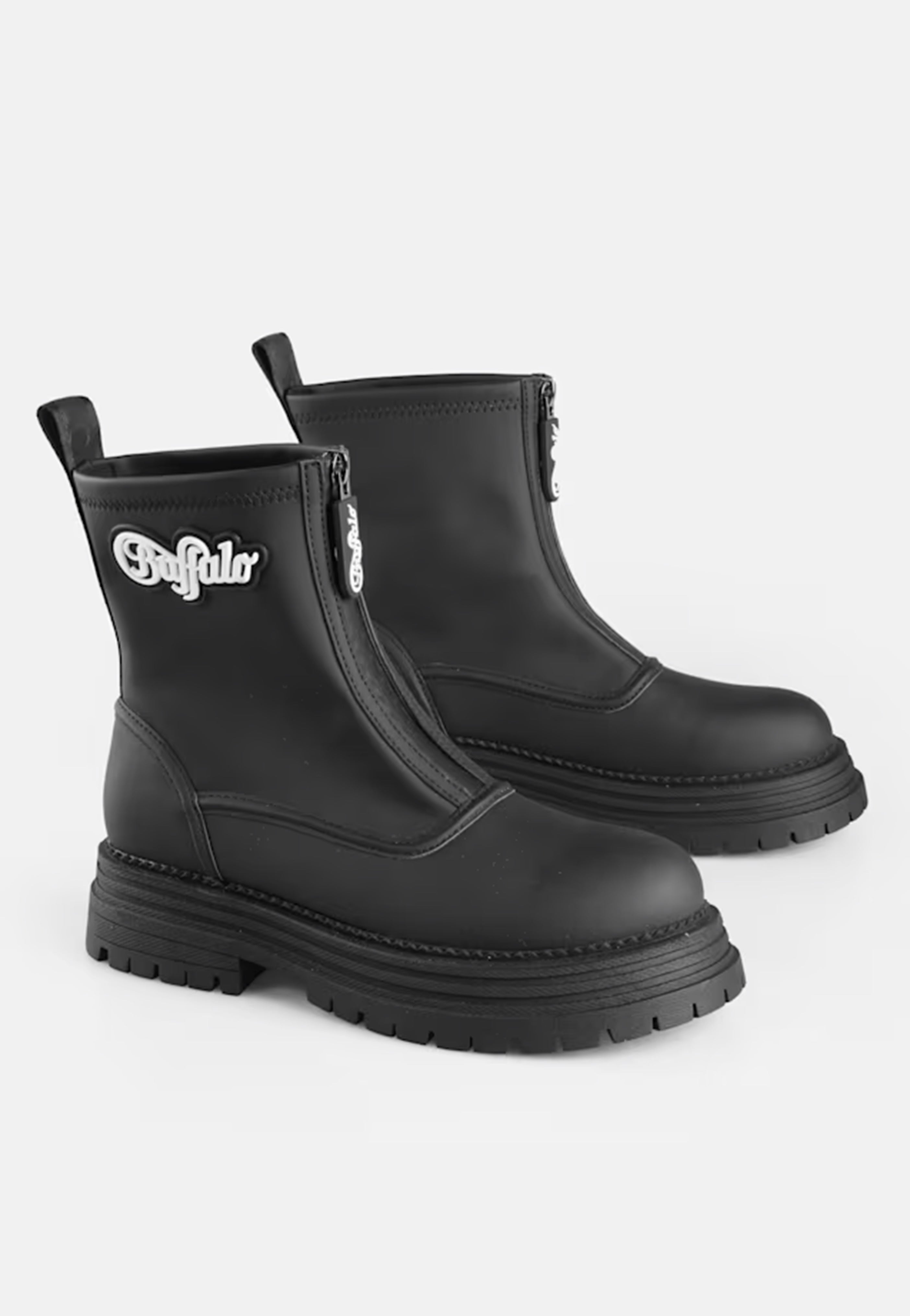 Buffalo Lennox Rain Zip Vegan Rubber Nappa Black - Girl Shoes