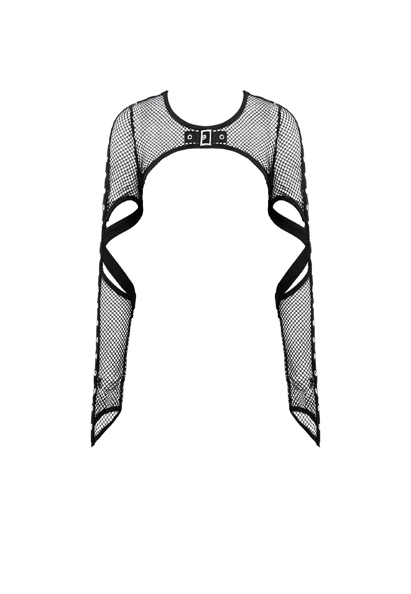 Dark In Love Tech-Punk Elastic Mesh Shrug Black Bolero | Women-Image