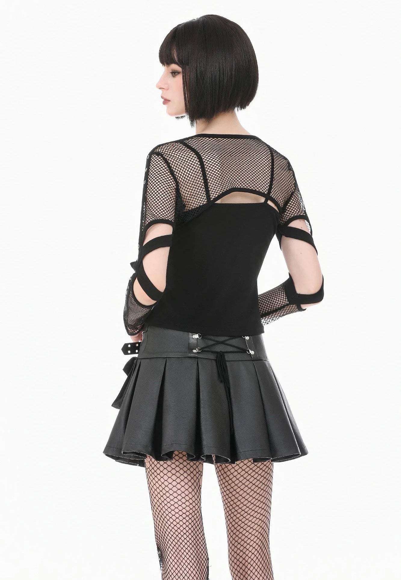 Dark In Love Tech-Punk Elastic Mesh Shrug Black Bolero | Women-Image