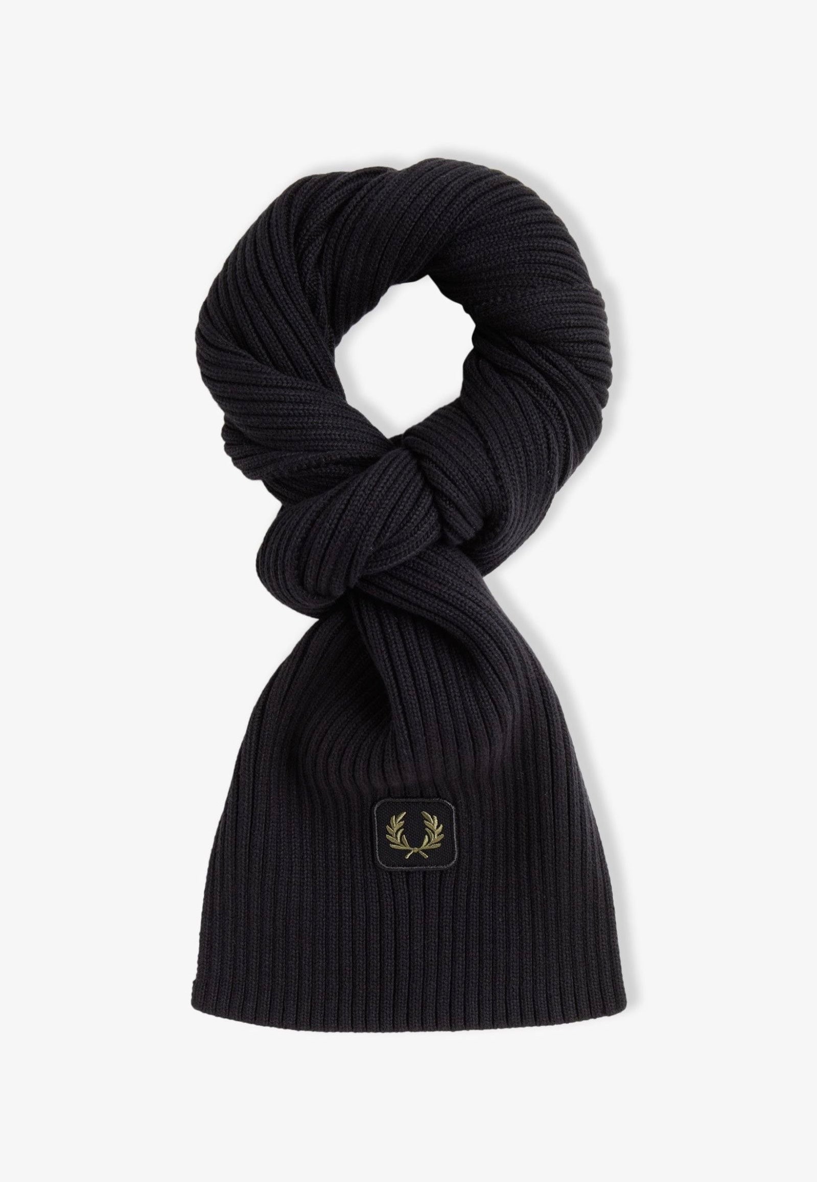 Fred Perry - Cotton Ribbed Black - Scarf | Neutral-Image