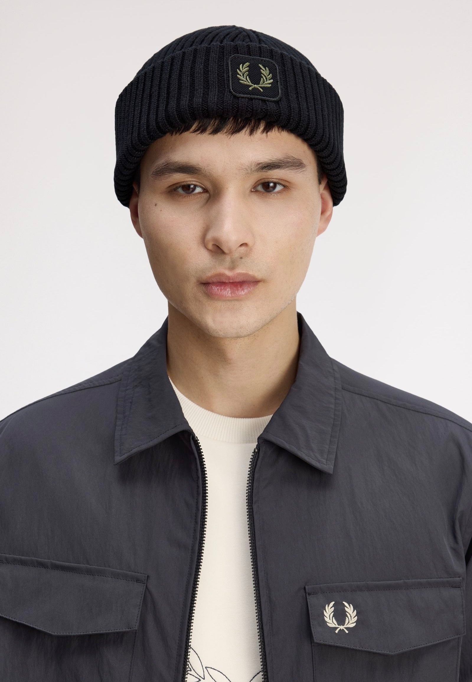 Fred Perry - Cotton Ribbed Black - Beanie | Neutral-Image