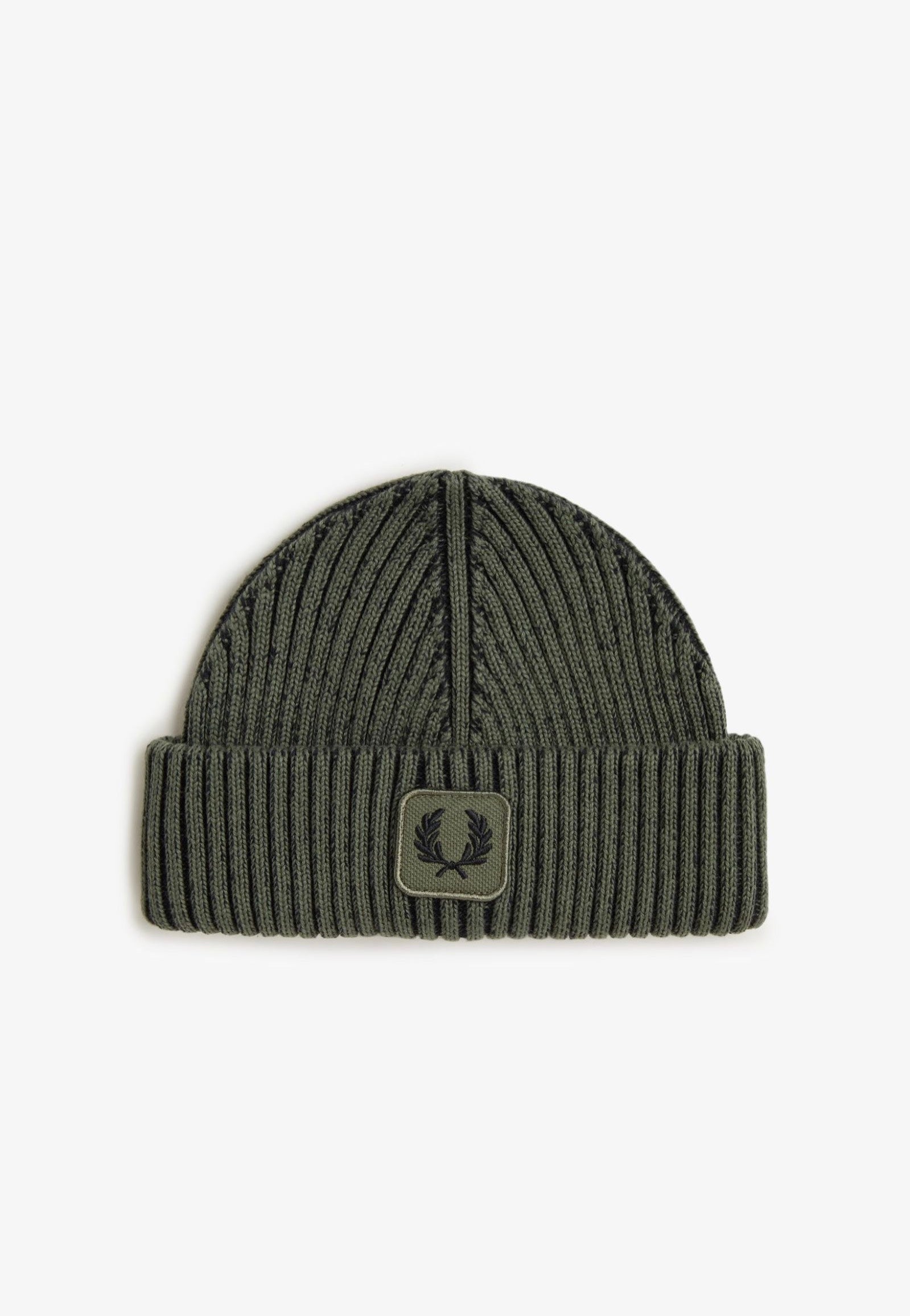 Fred Perry - Cotton Ribbed Laurel Wreath Green/Black - Beanie | Neutral-Image