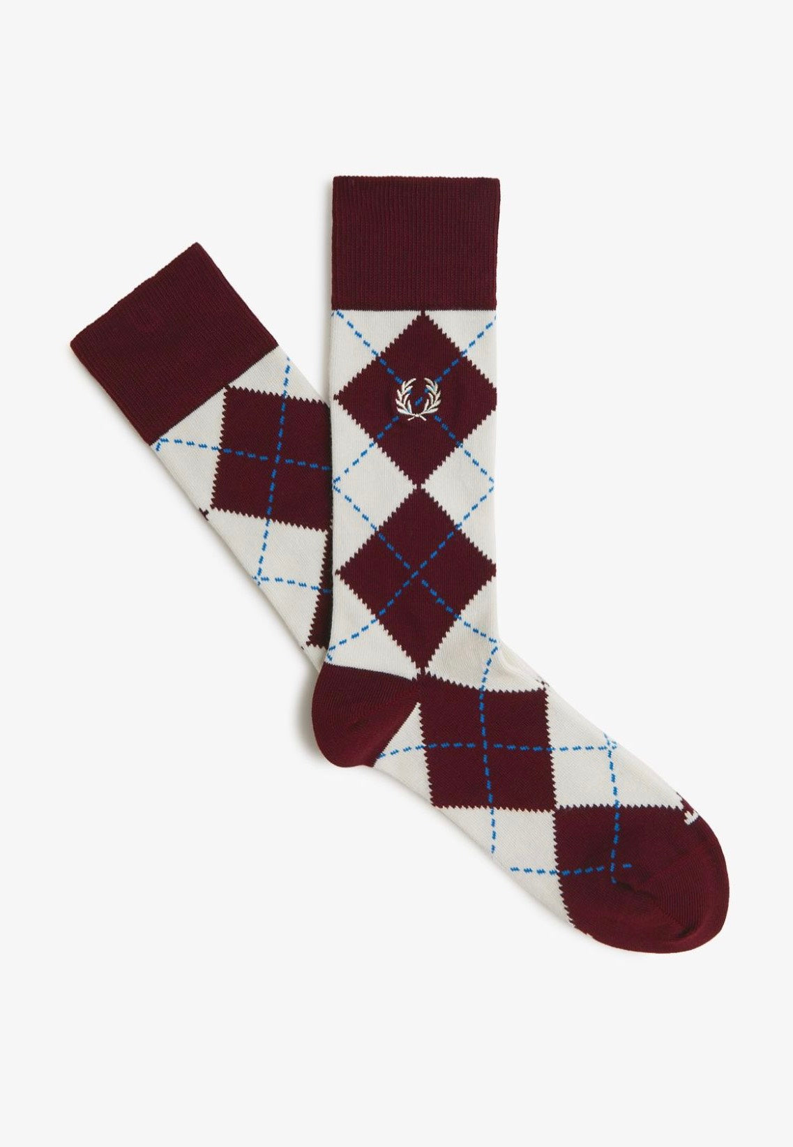 Fred Perry - Jacquard Argyle Oxblood/Ecru/Court Blue - Socks | Neutral-Image