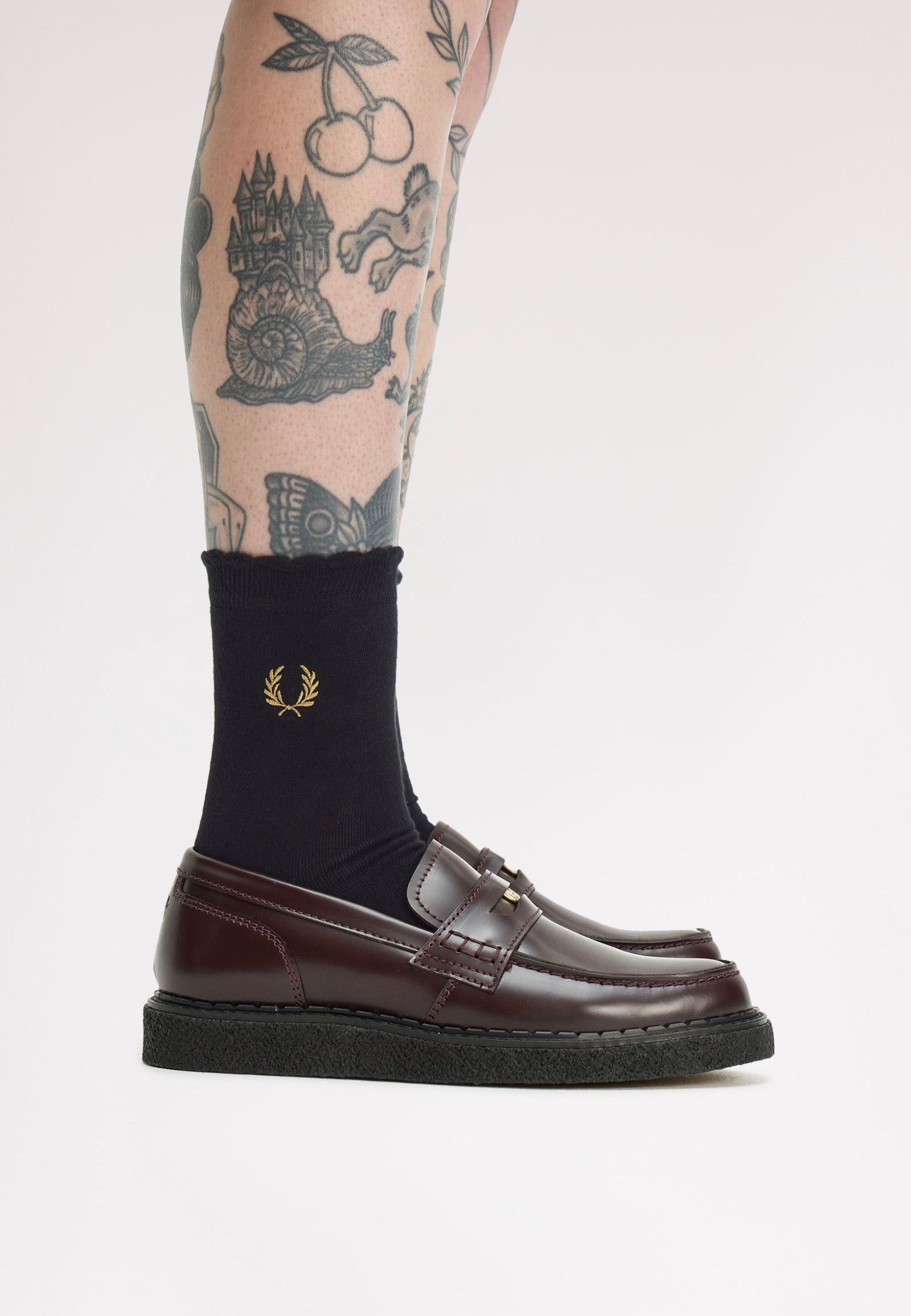 Fred Perry x Amy Winehouse - Amy Lettuce Edge Black - Socks | Women-Image