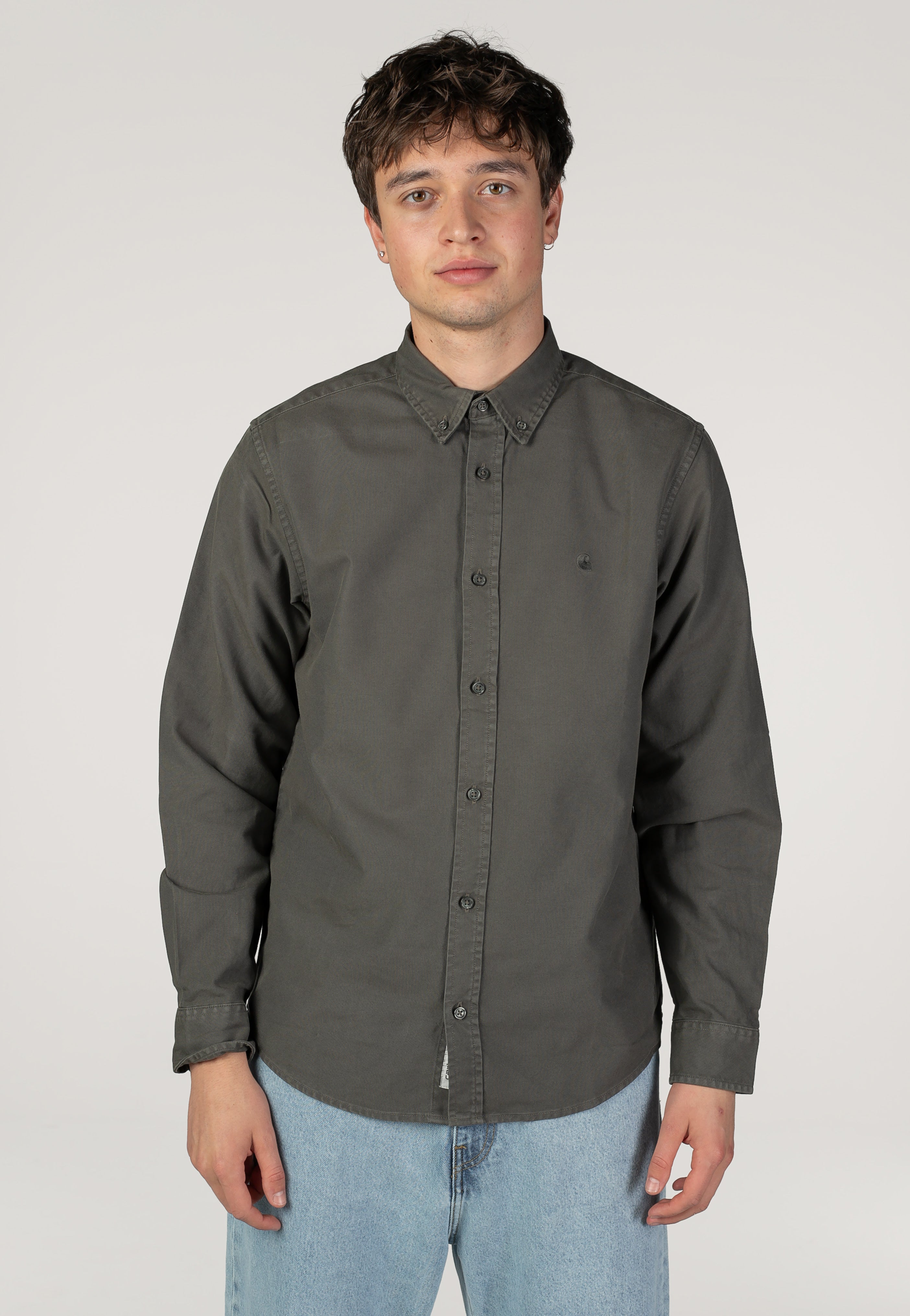 Carhartt WIP Bolton Garment Dyed Shungite Košile | Men-Image