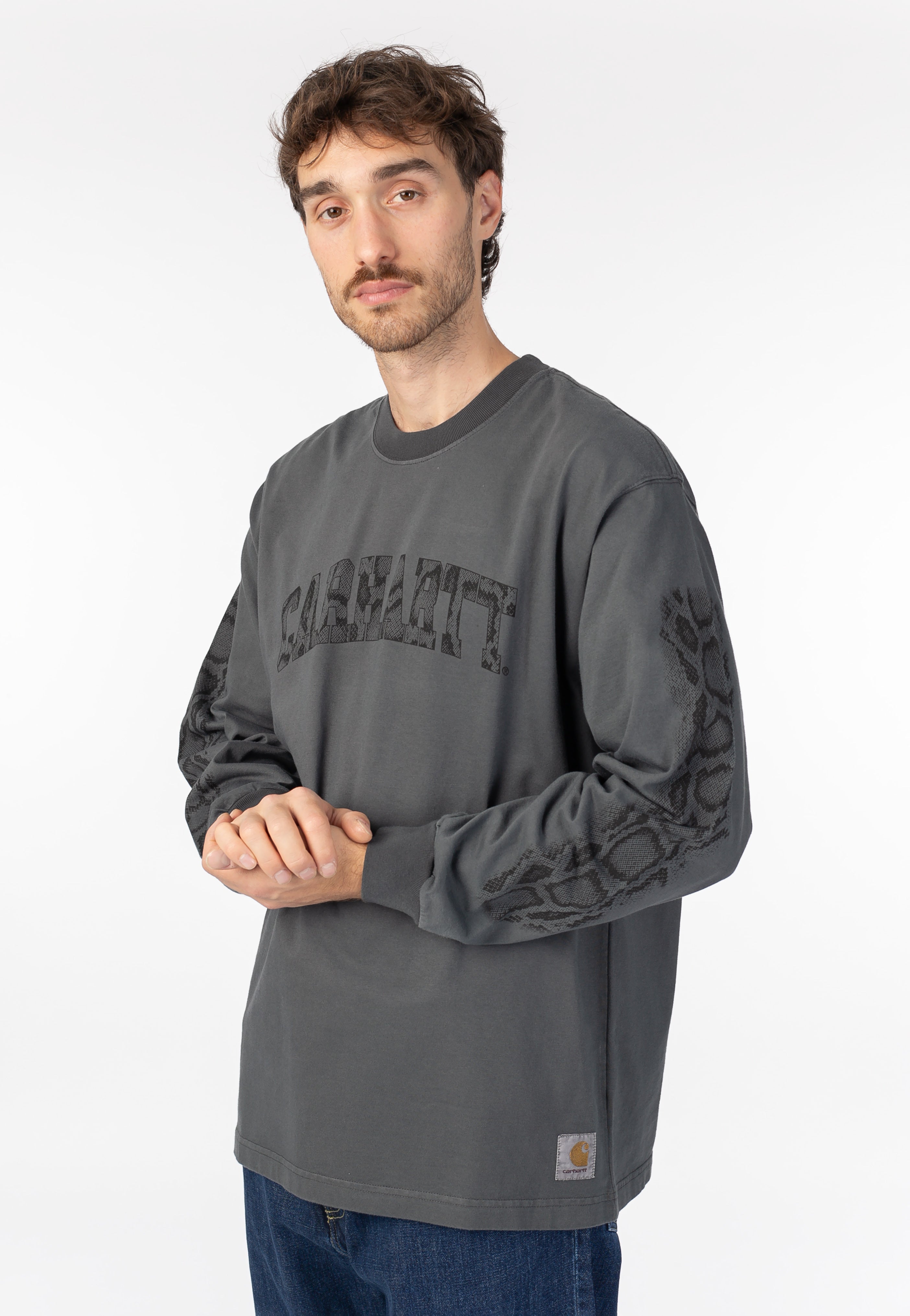 Carhartt WIP - Camo Snake Garment Dyed Black - Longsleeve | Men-Image