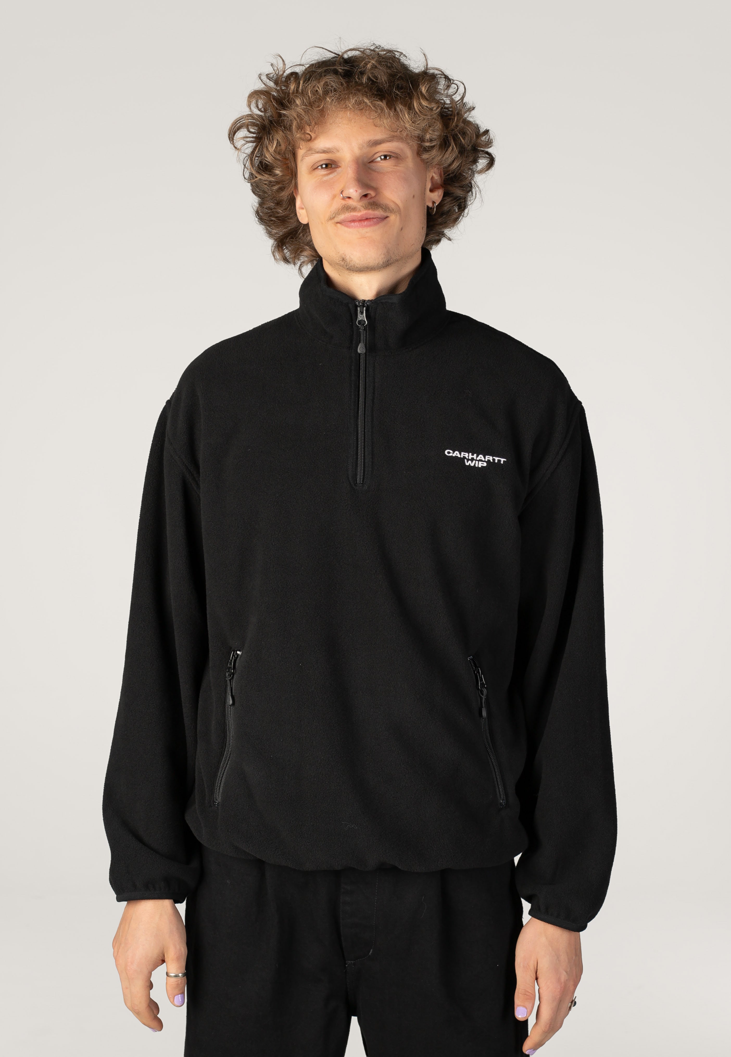 Carhartt WIP - Edmore Half Zip Black/White - Sweater | Men-Image