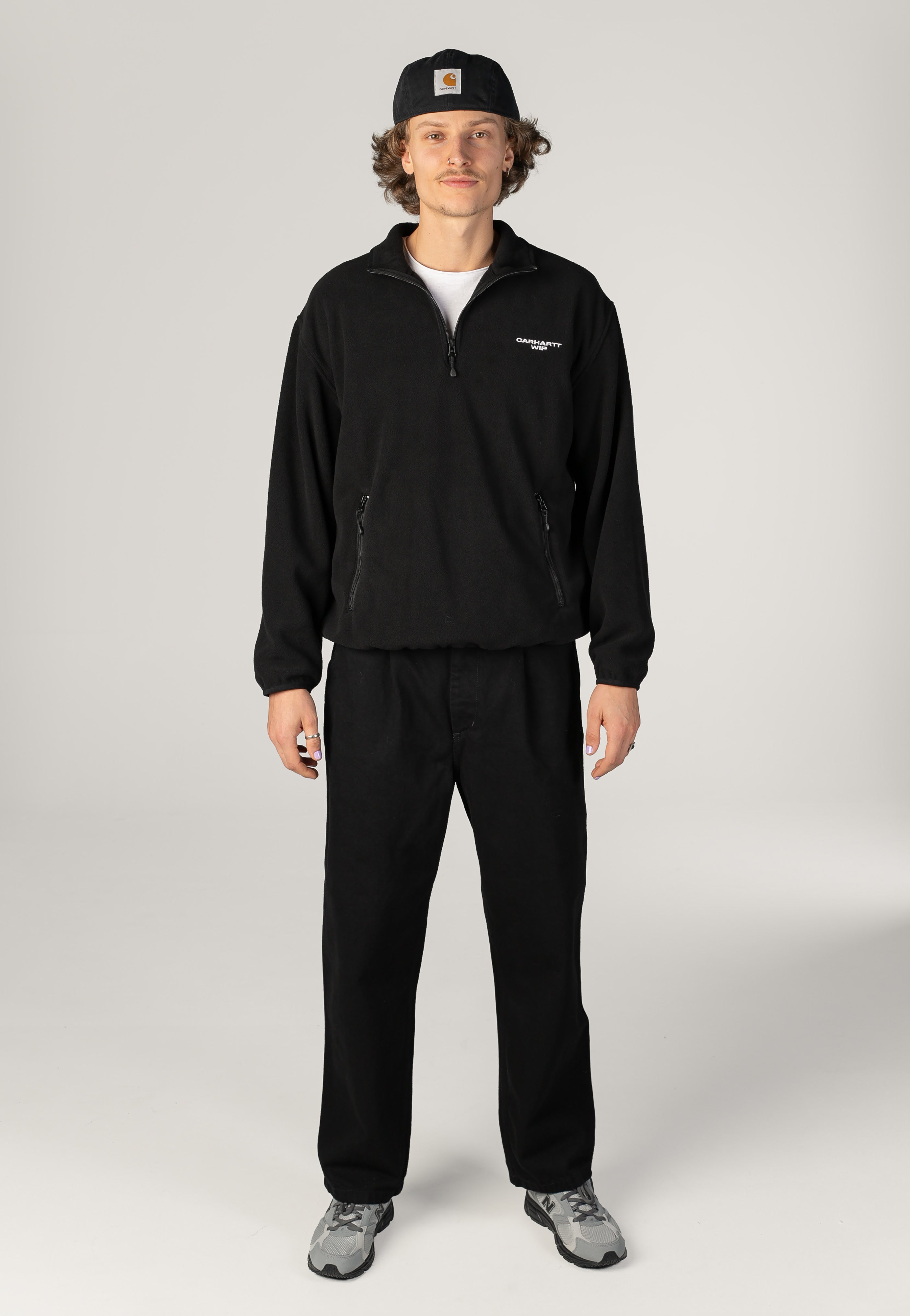 Carhartt WIP - Edmore Half Zip Black/White - Sweater | Men-Image