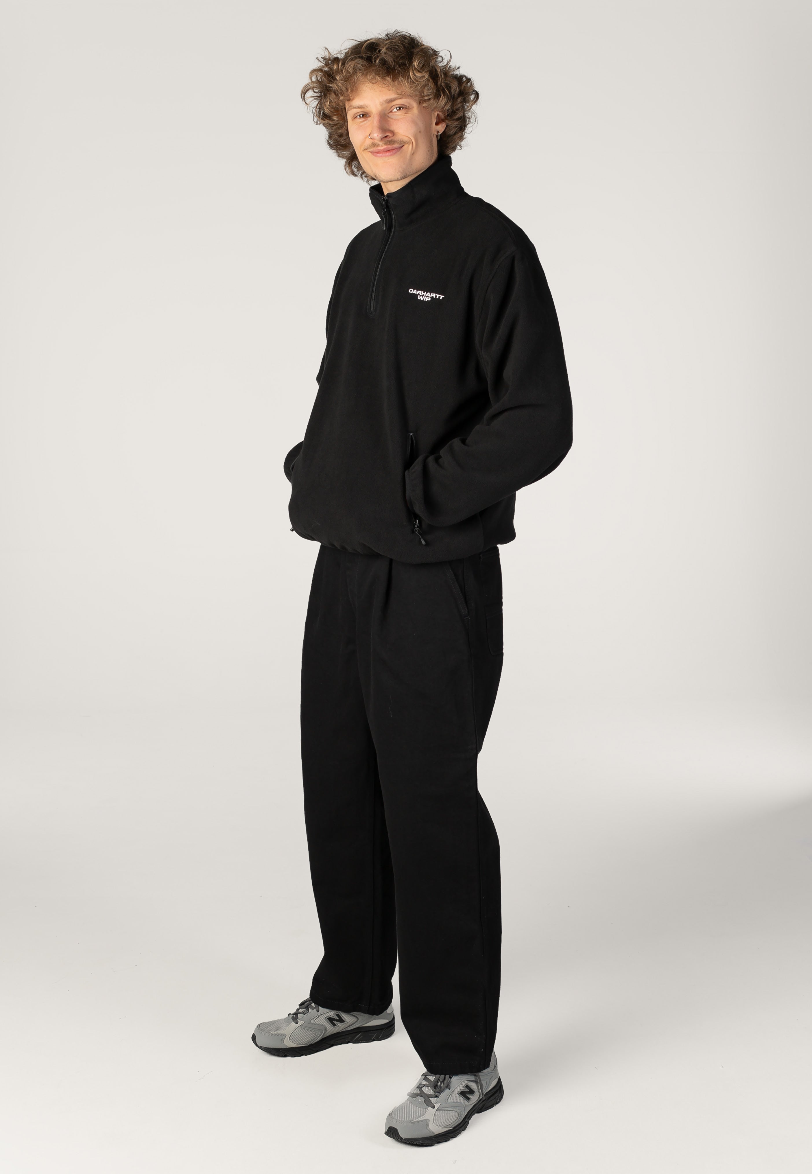 Carhartt WIP - Edmore Half Zip Black/White - Sweater | Men-Image