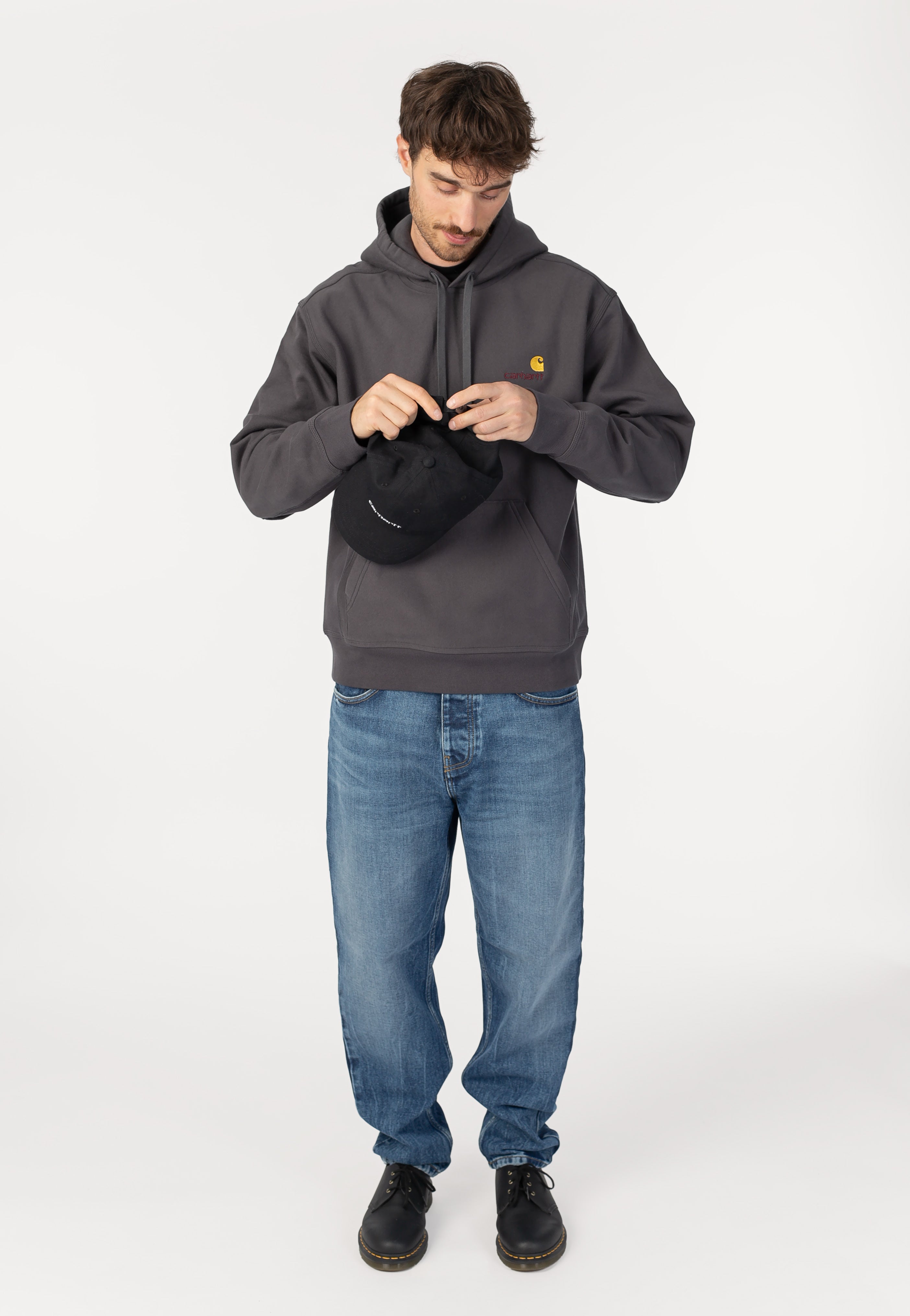Carhartt WIP - Hooded American Script Graphite - Hoodie | Men-Image