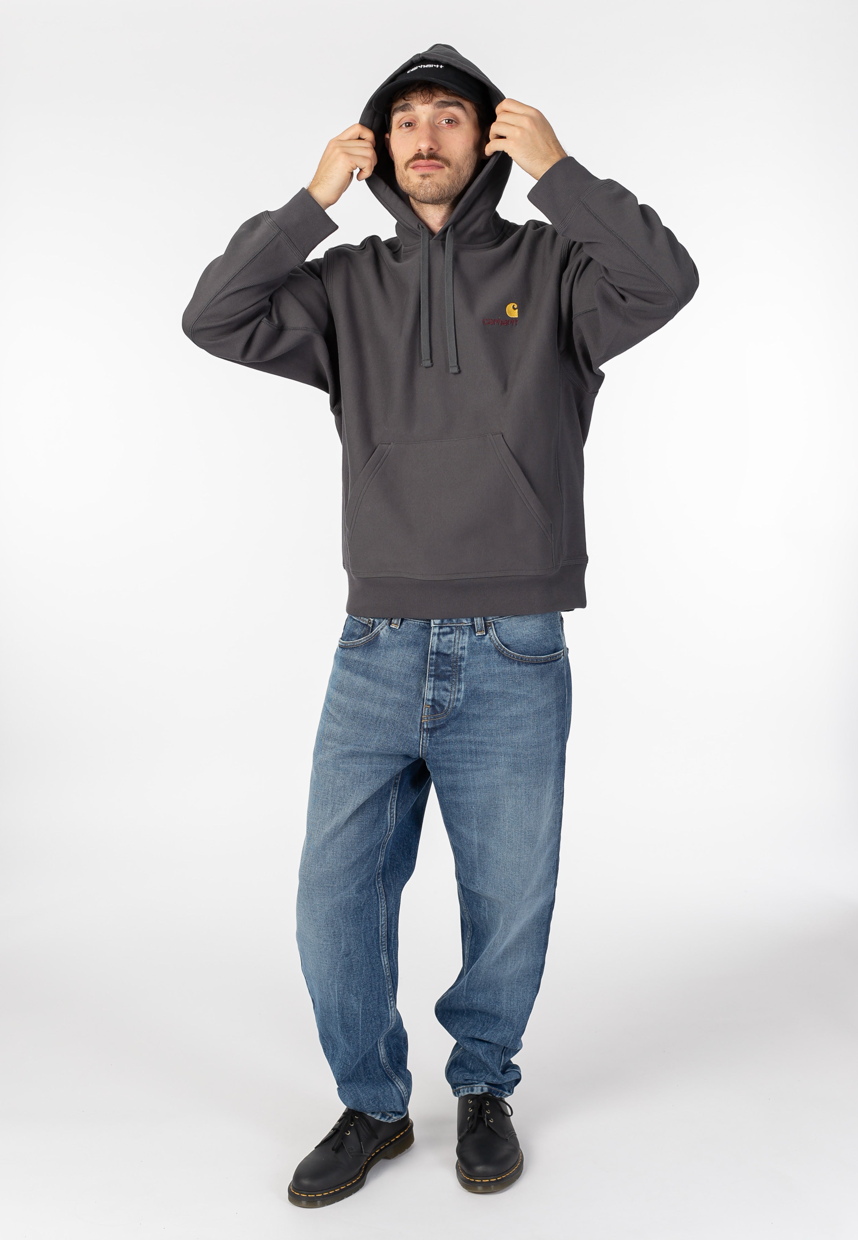 Carhartt WIP - Hooded American Script Graphite - Hoodie | Men-Image