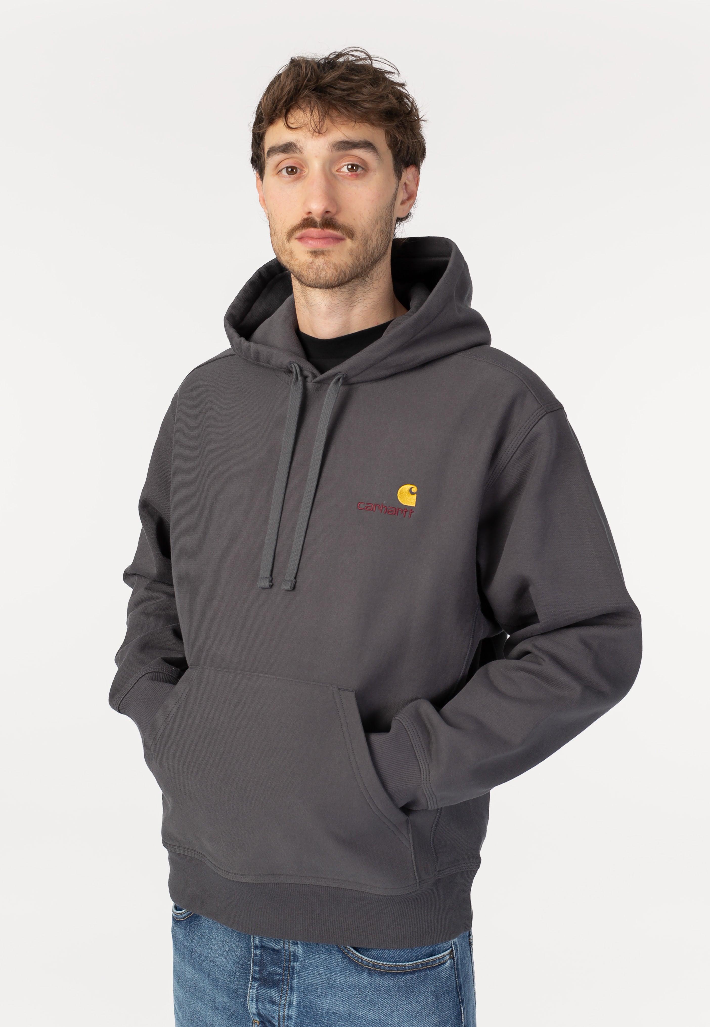 Carhartt WIP - Hooded American Script Graphite - Hoodie | Men-Image