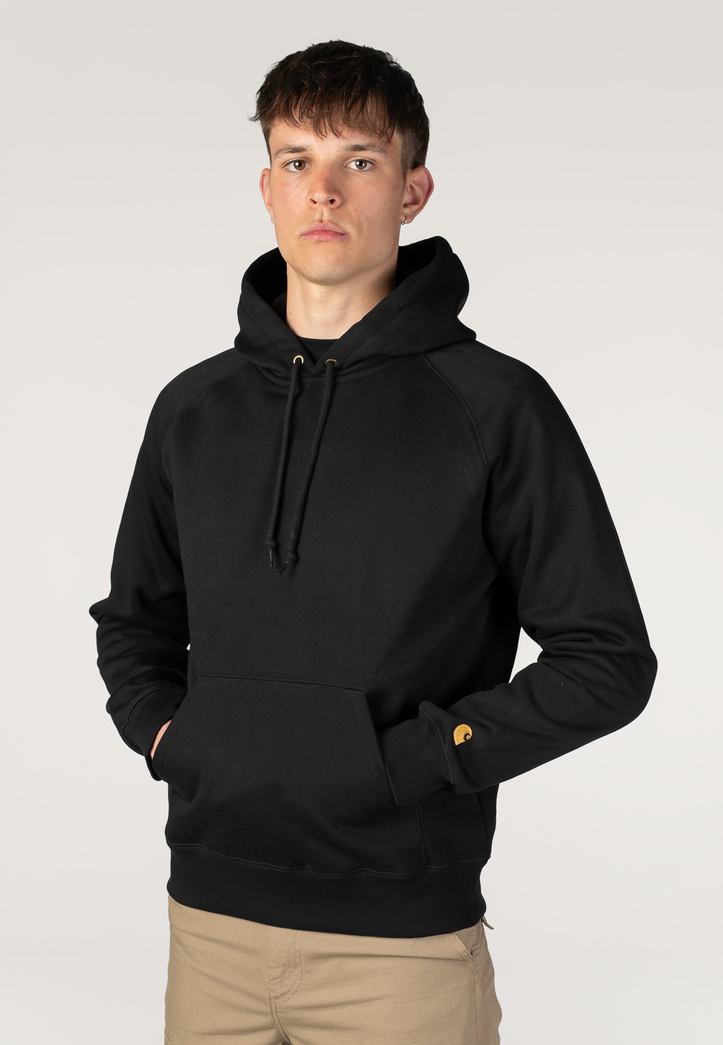Carhartt WIP - Hooded Chase Black/Gold - Hoodie | Men-Image